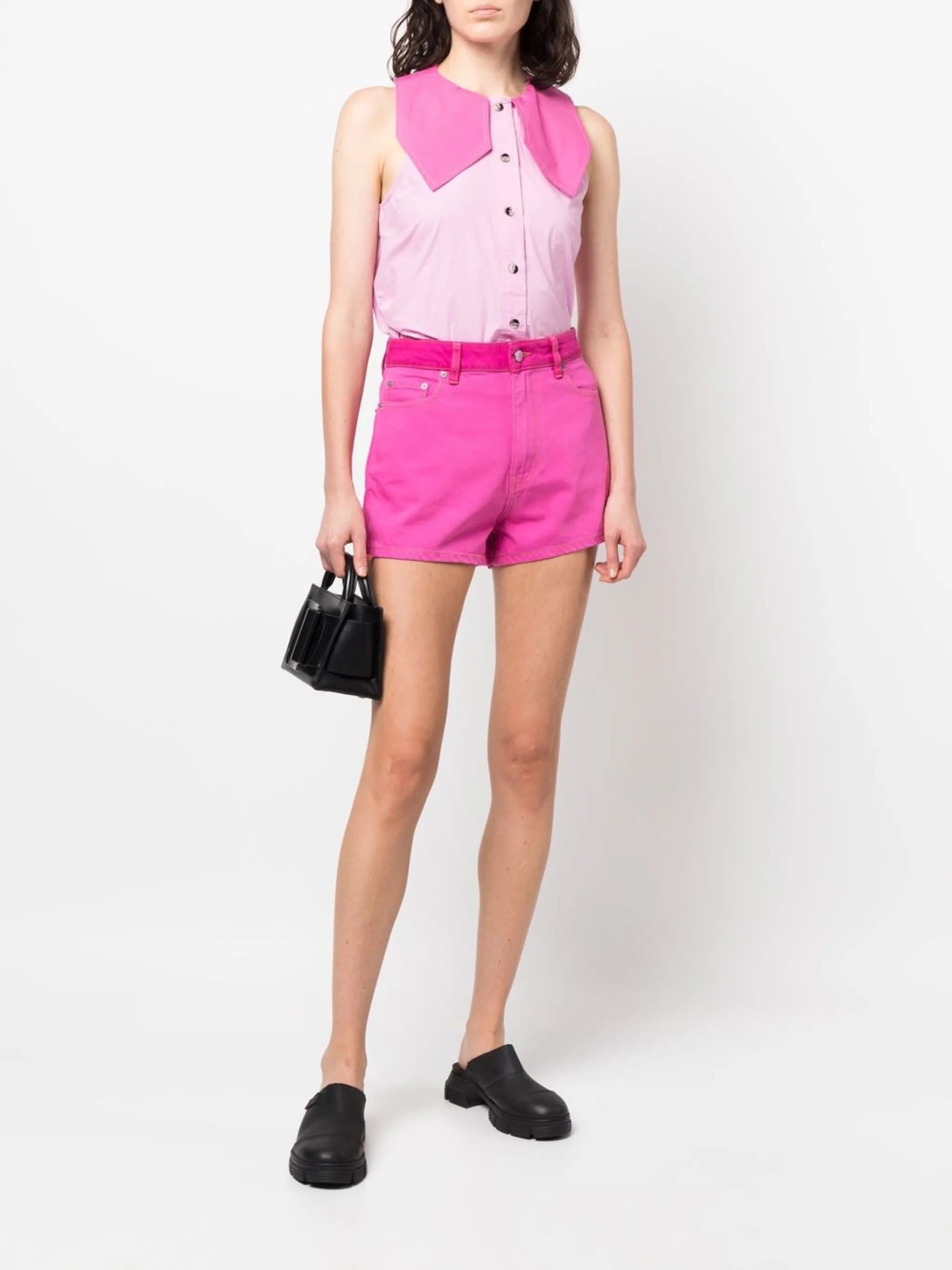logo-patch denim shorts