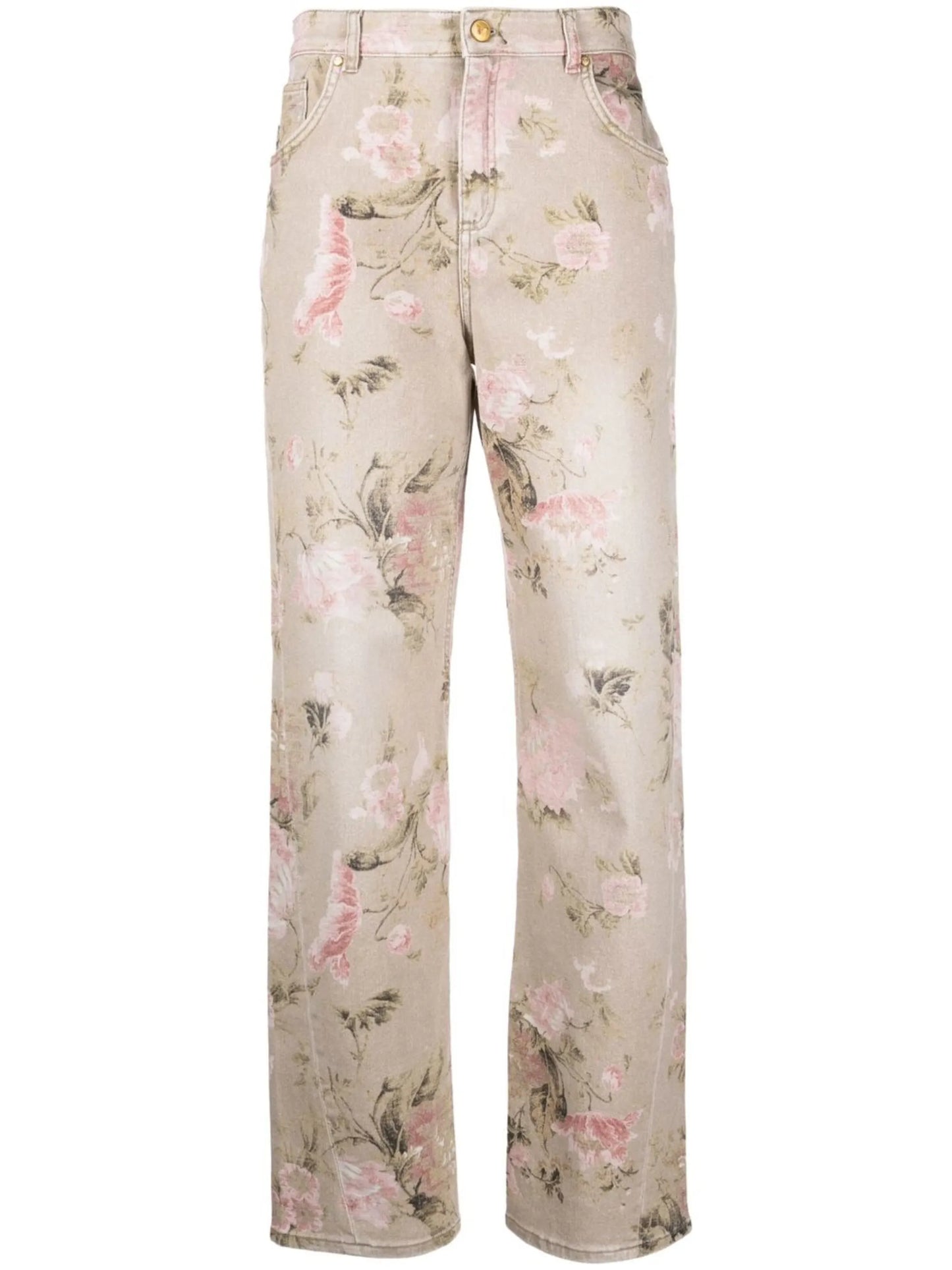 floral-print jeans