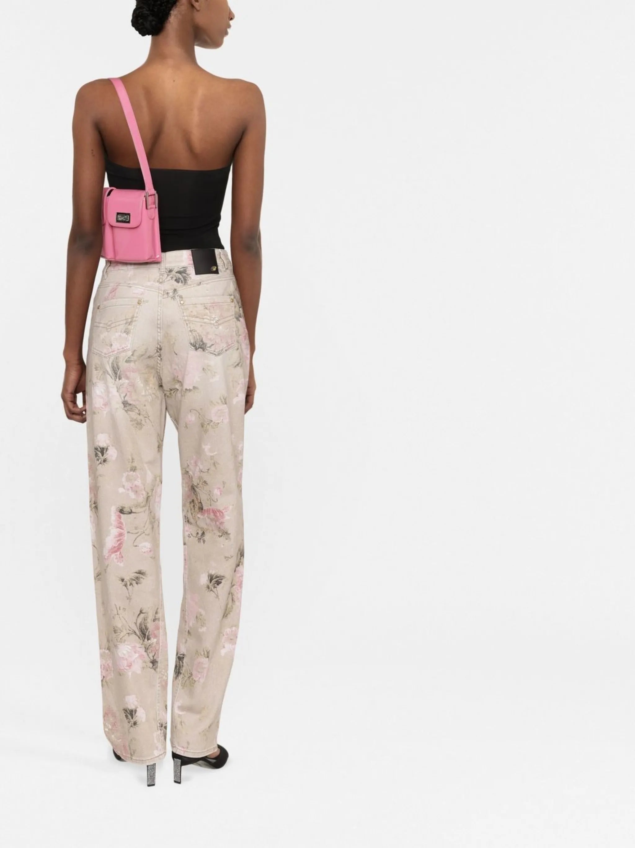 floral-print jeans