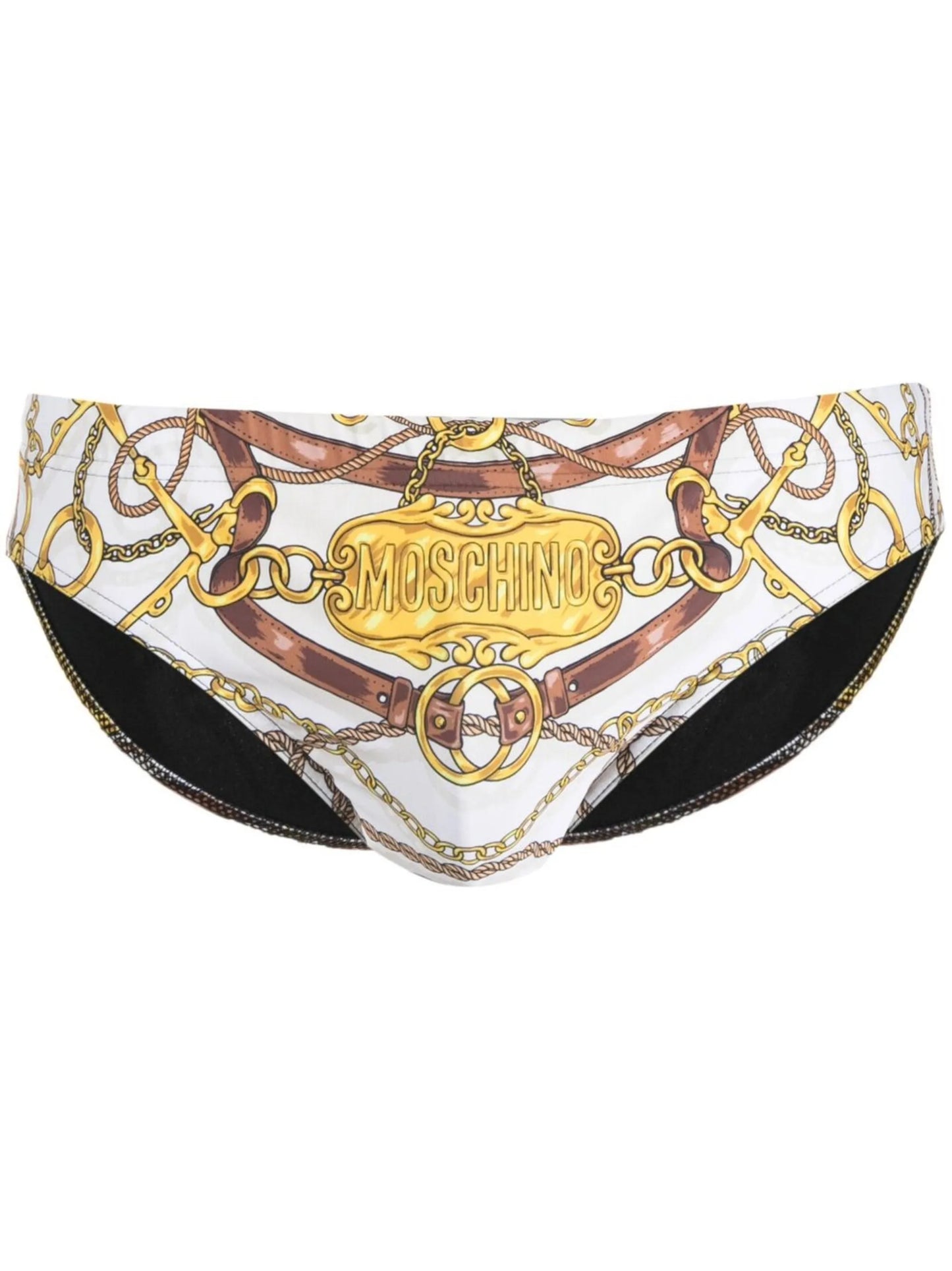 baroque-print logo swim trunks
