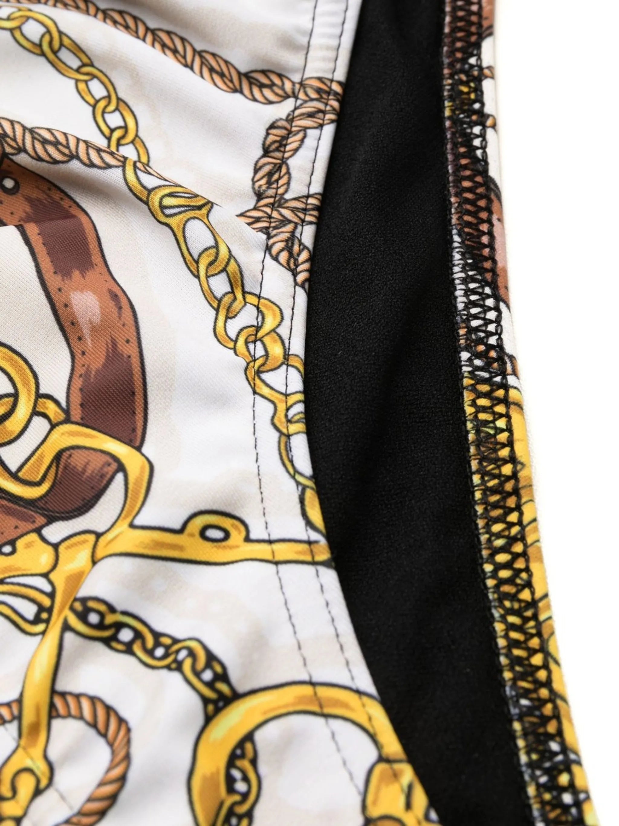 baroque-print logo swim trunks