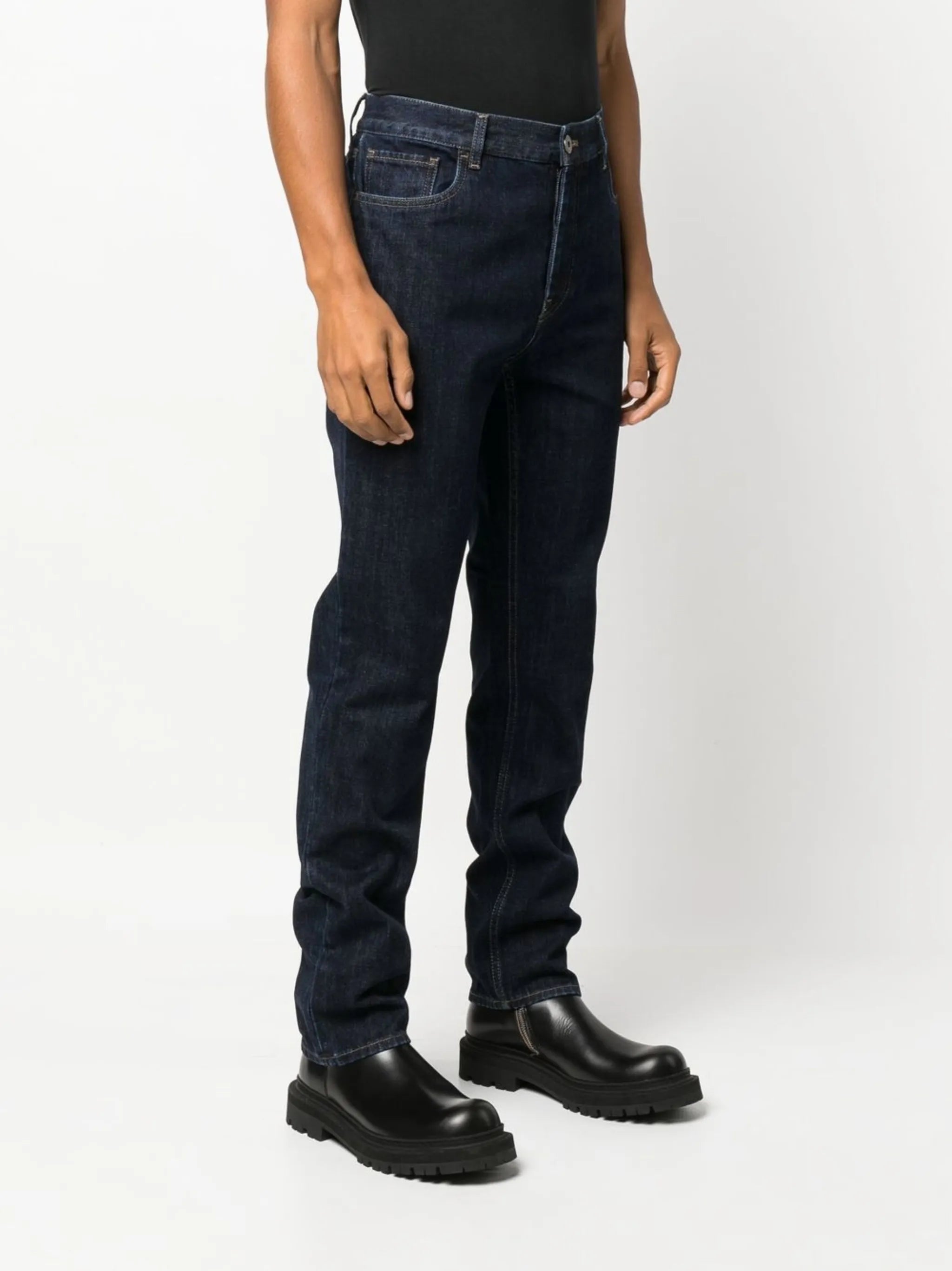 high-rise straight-leg jeans