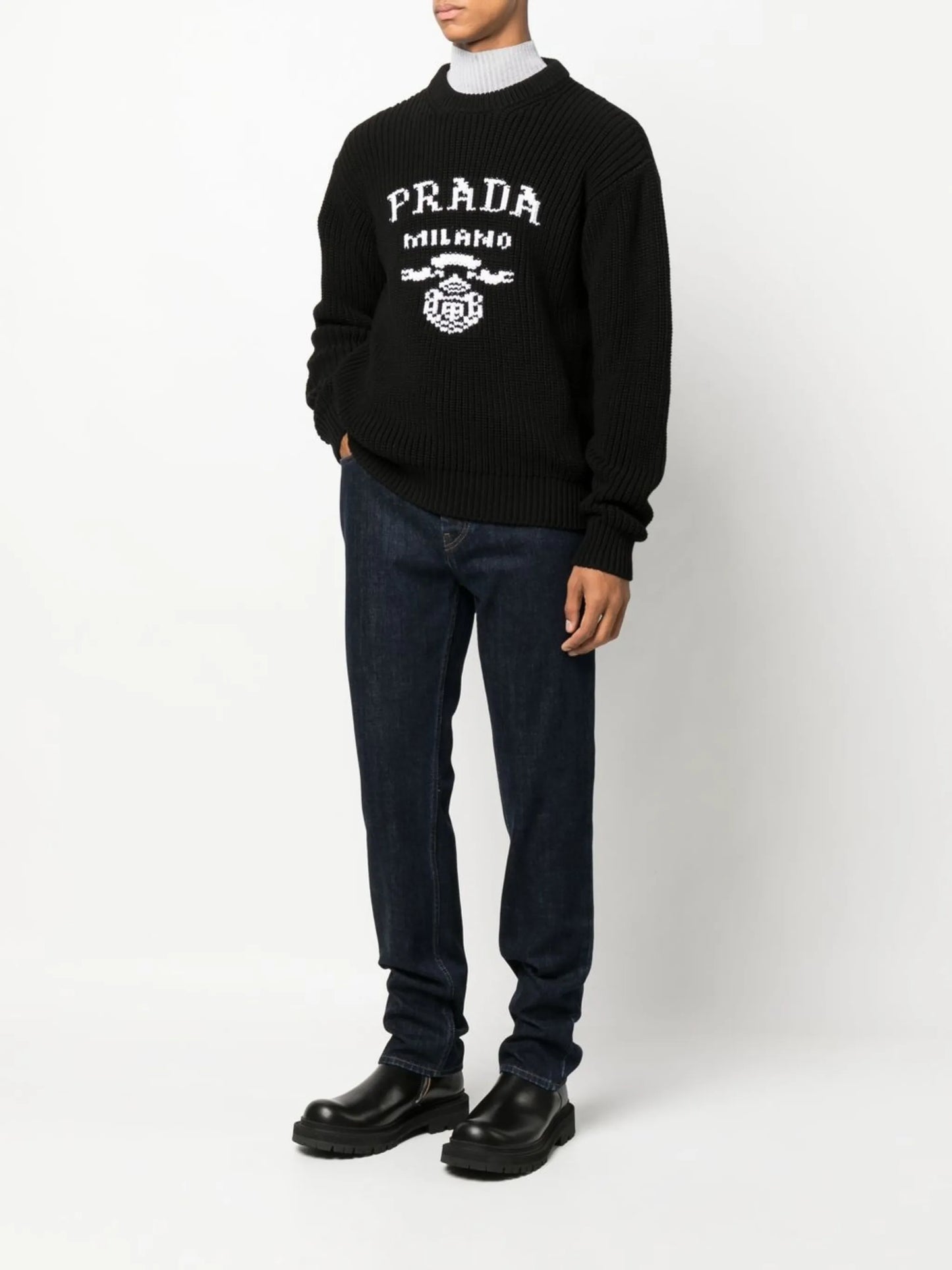 high-rise straight-leg jeans