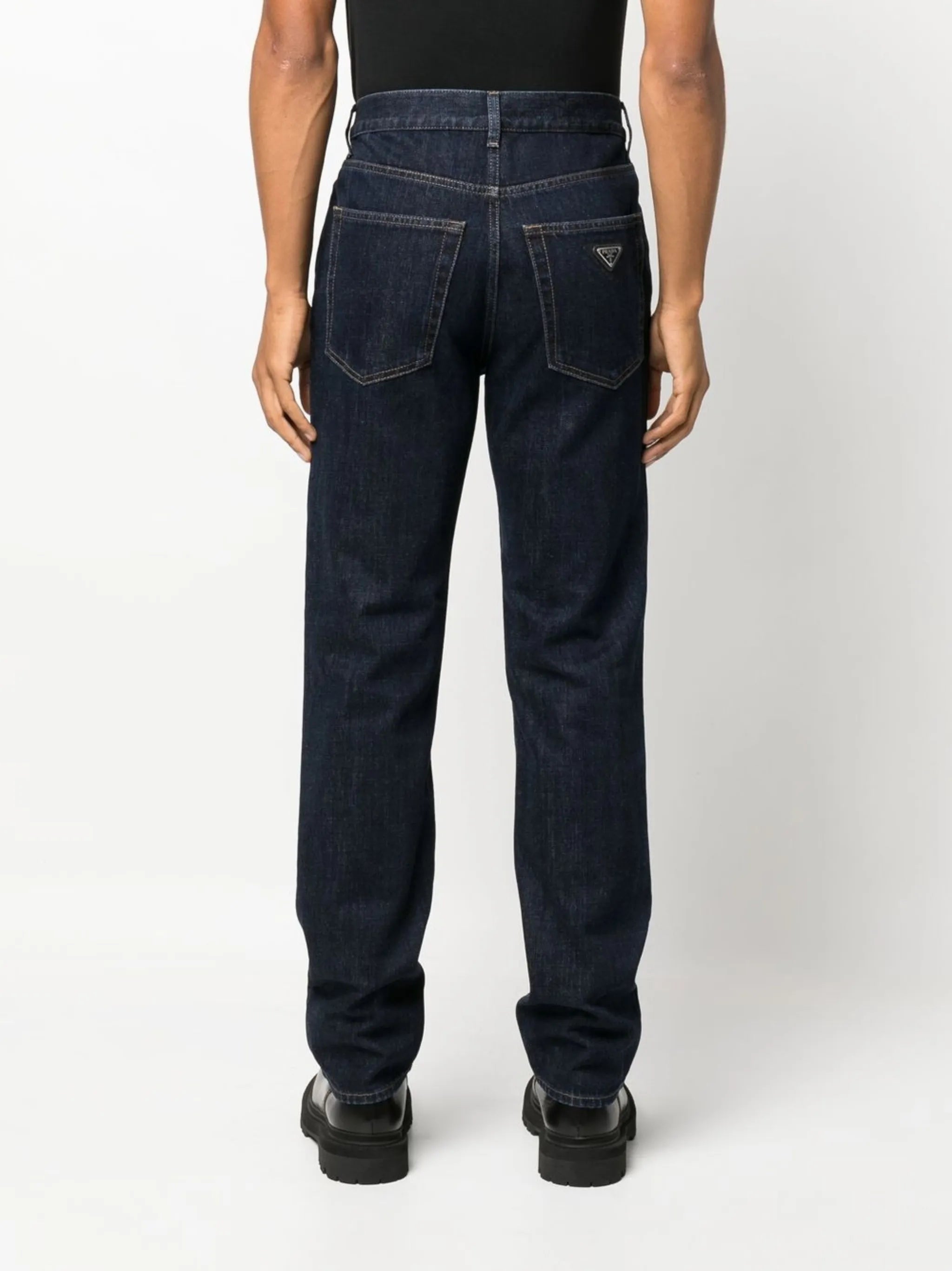 high-rise straight-leg jeans
