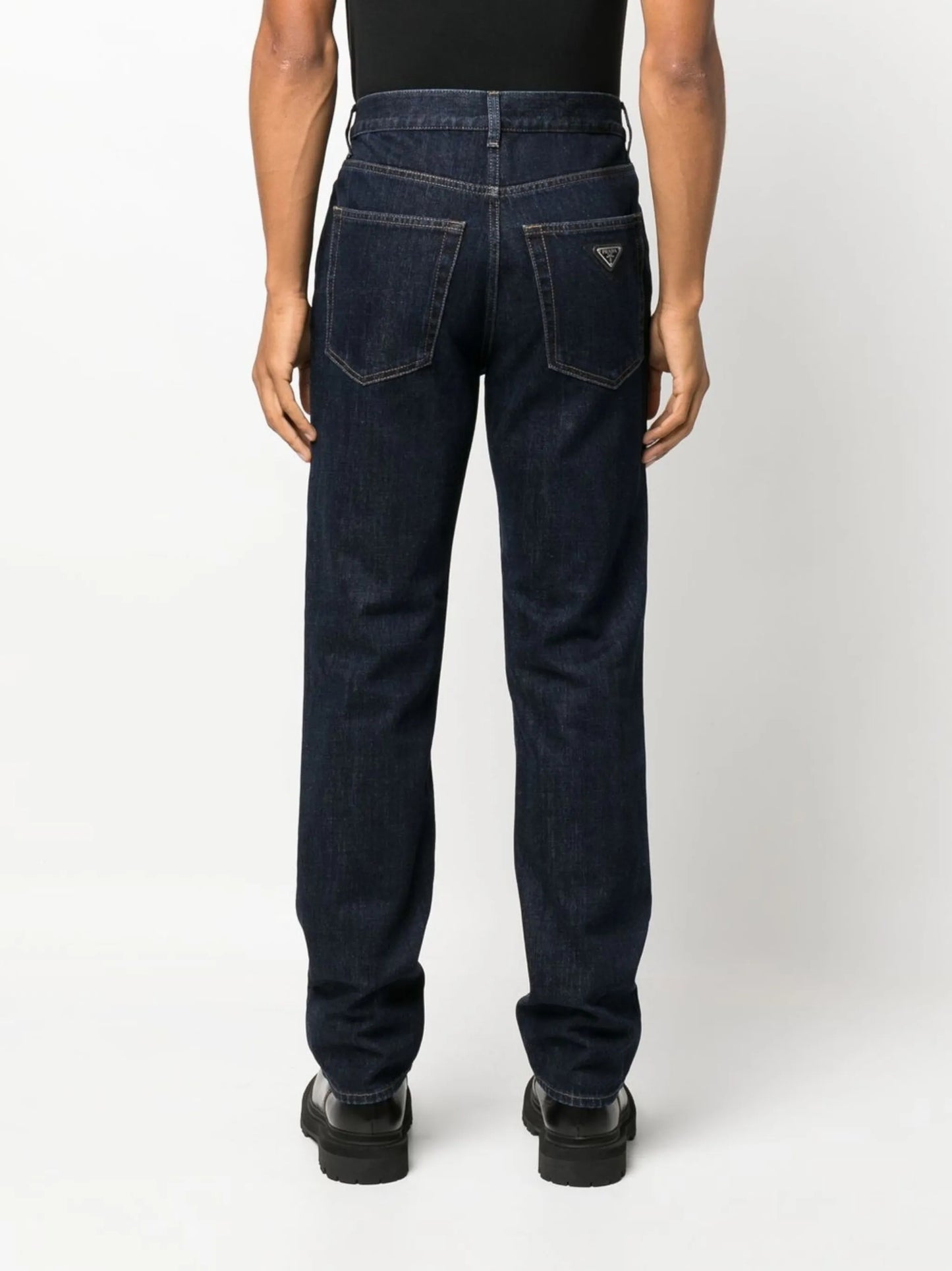 high-rise straight-leg jeans