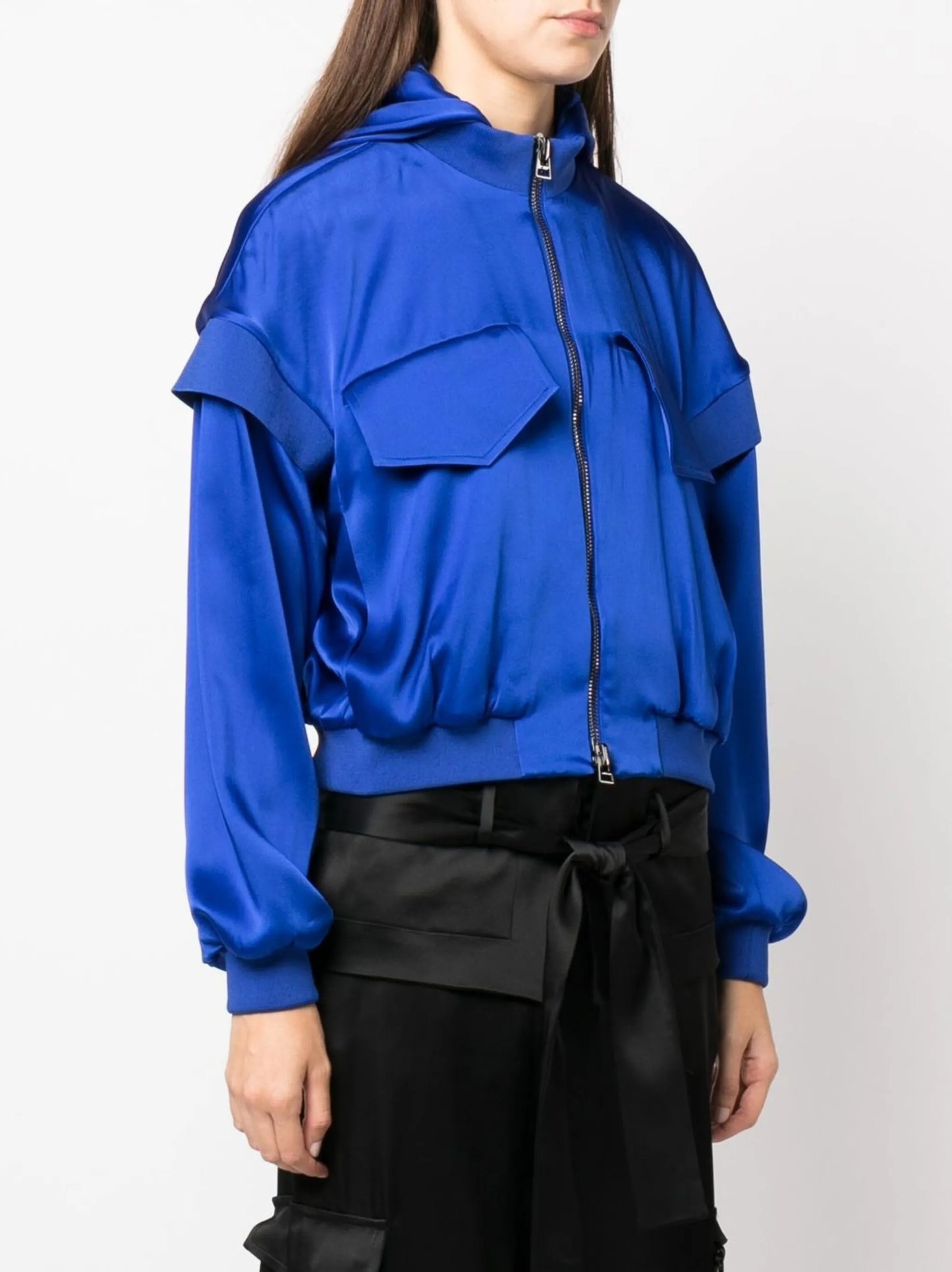 silk zip-up bomber jacket
