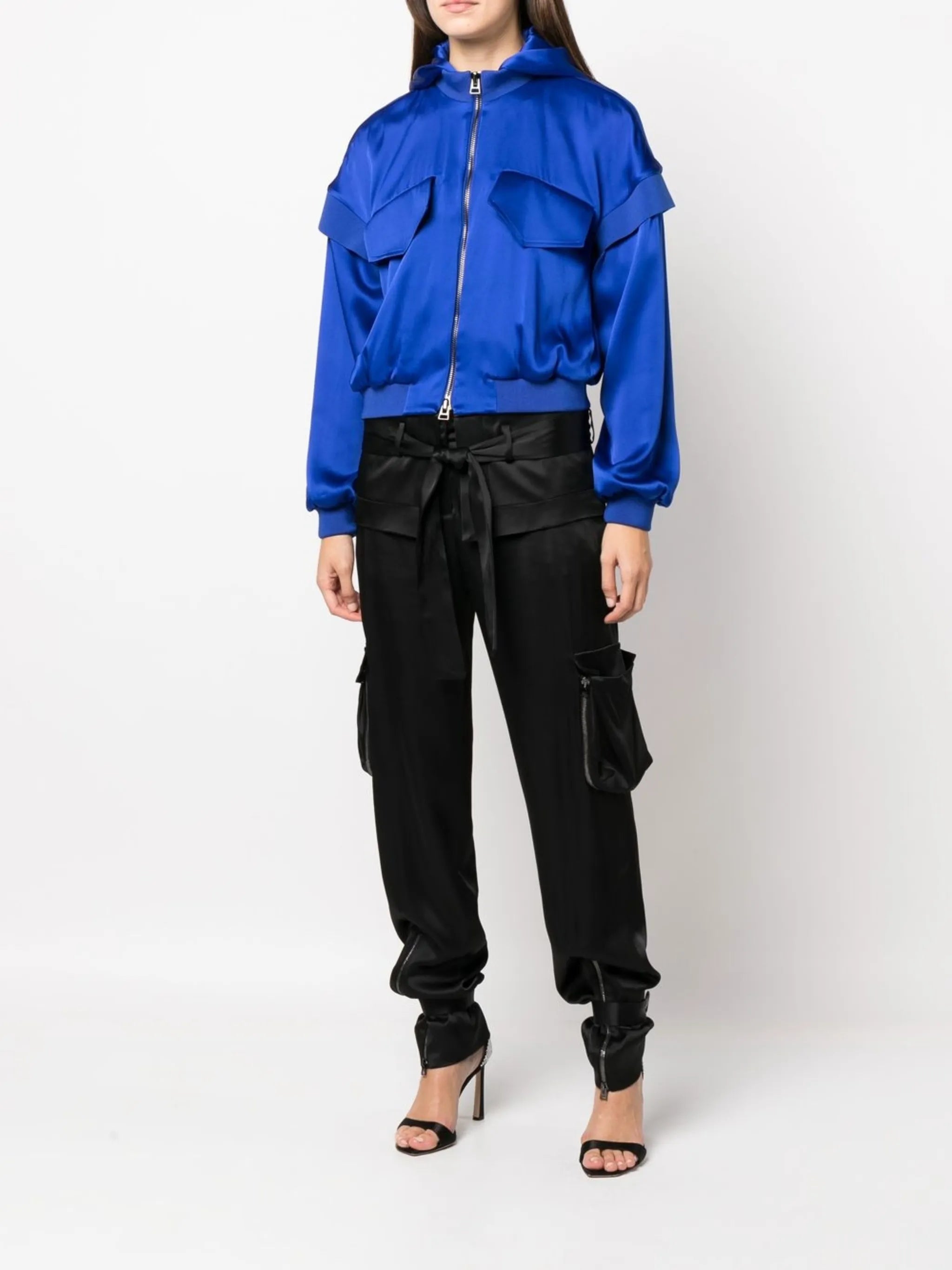 silk zip-up bomber jacket
