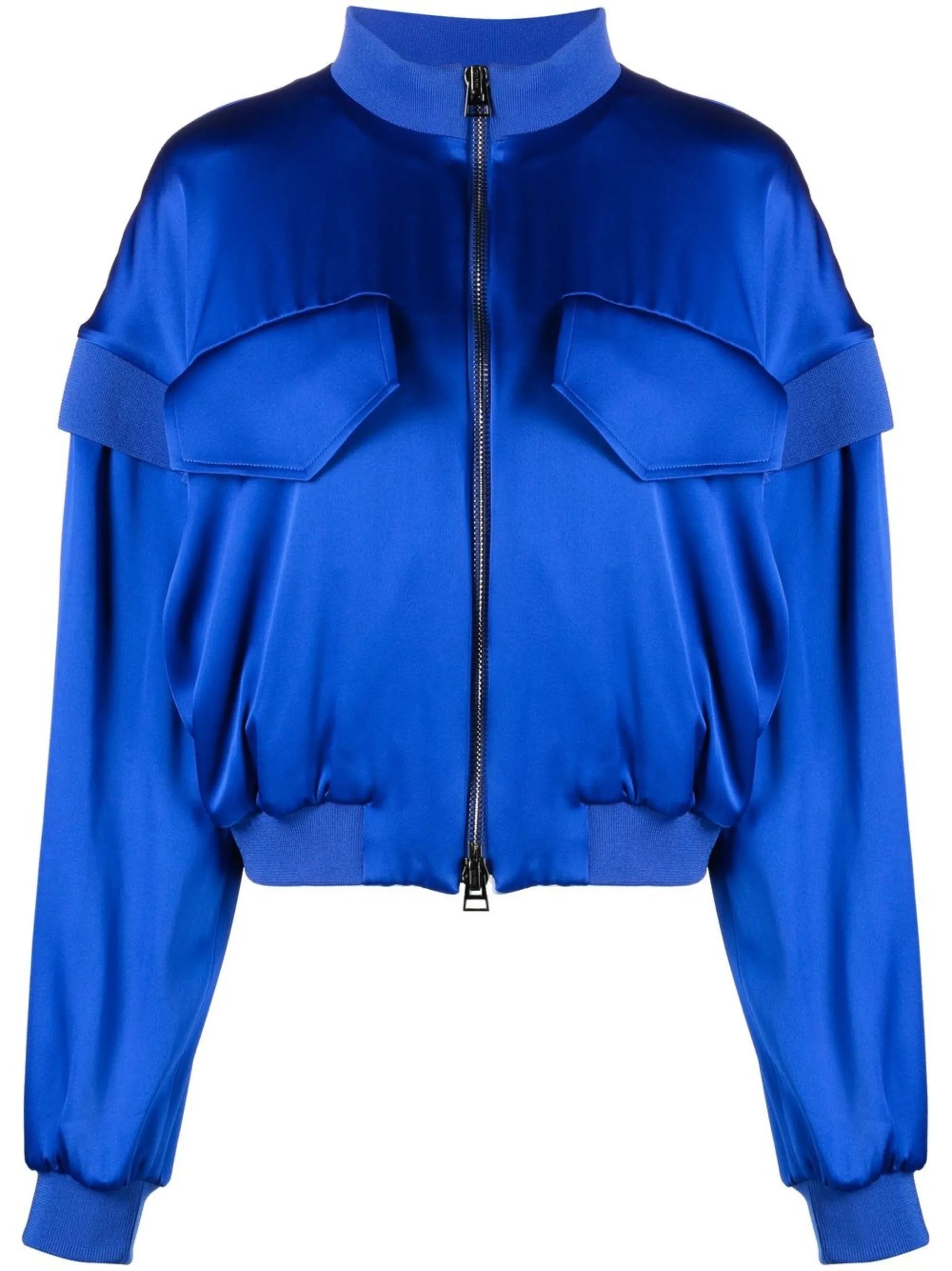 silk zip-up bomber jacket