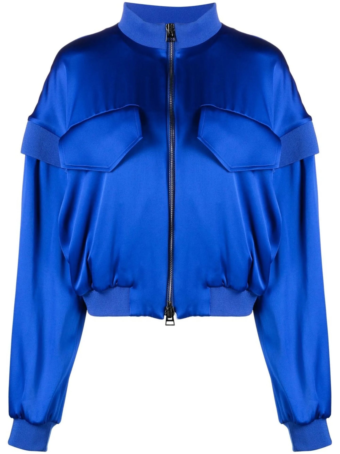 silk zip-up bomber jacket