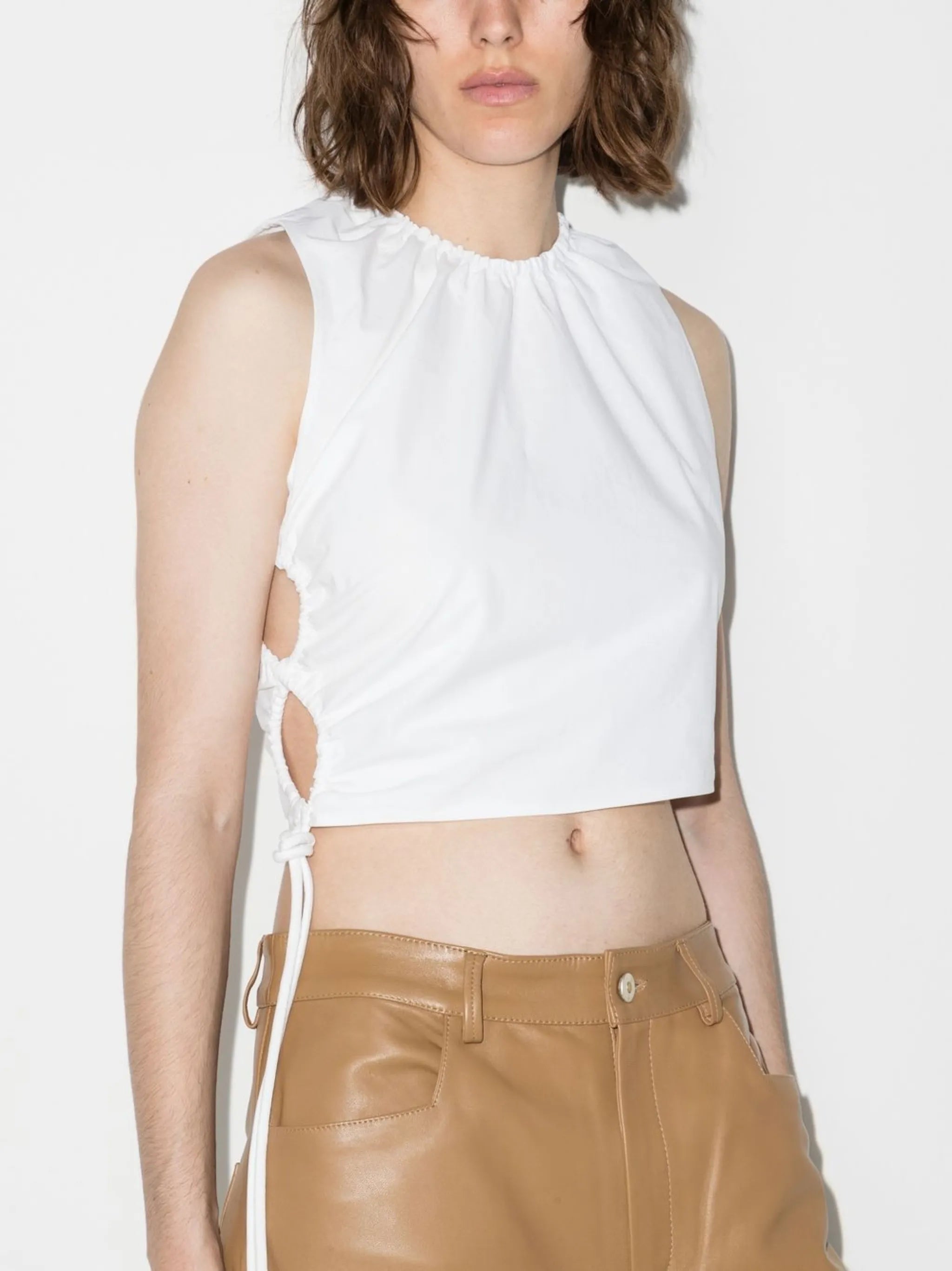 gathered-detail sleeveless top