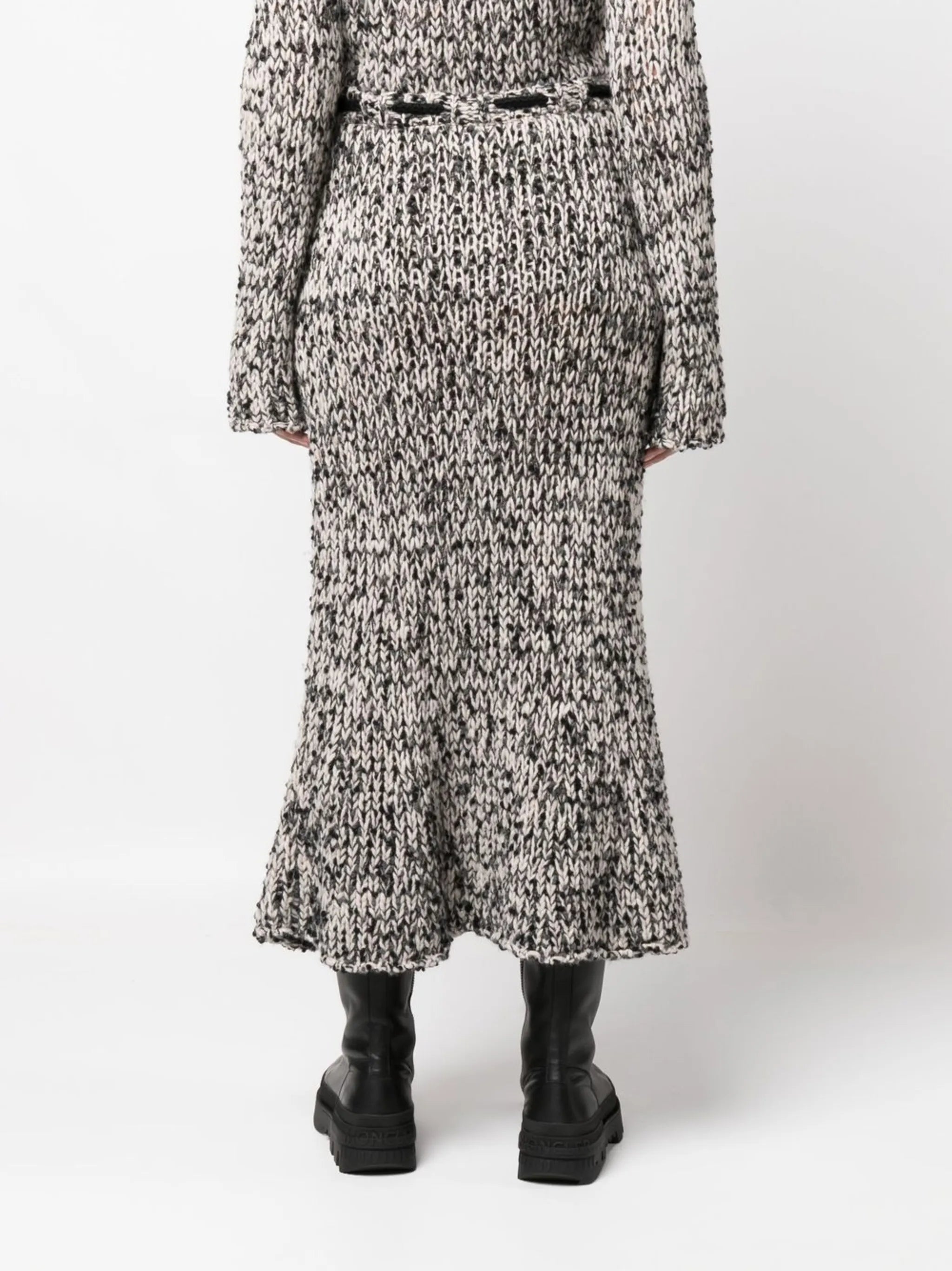 boucle knit midi skirt
