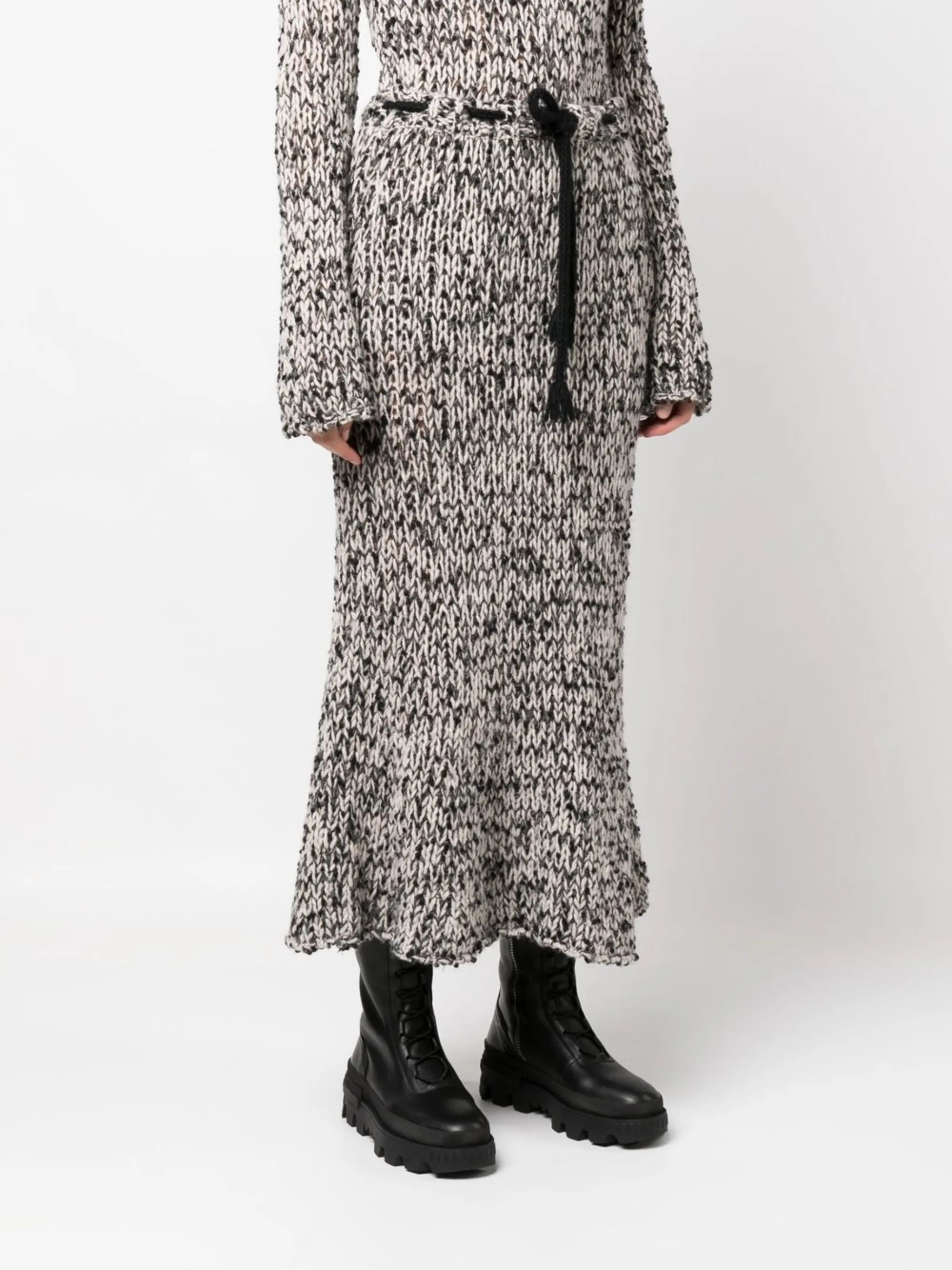 boucle knit midi skirt