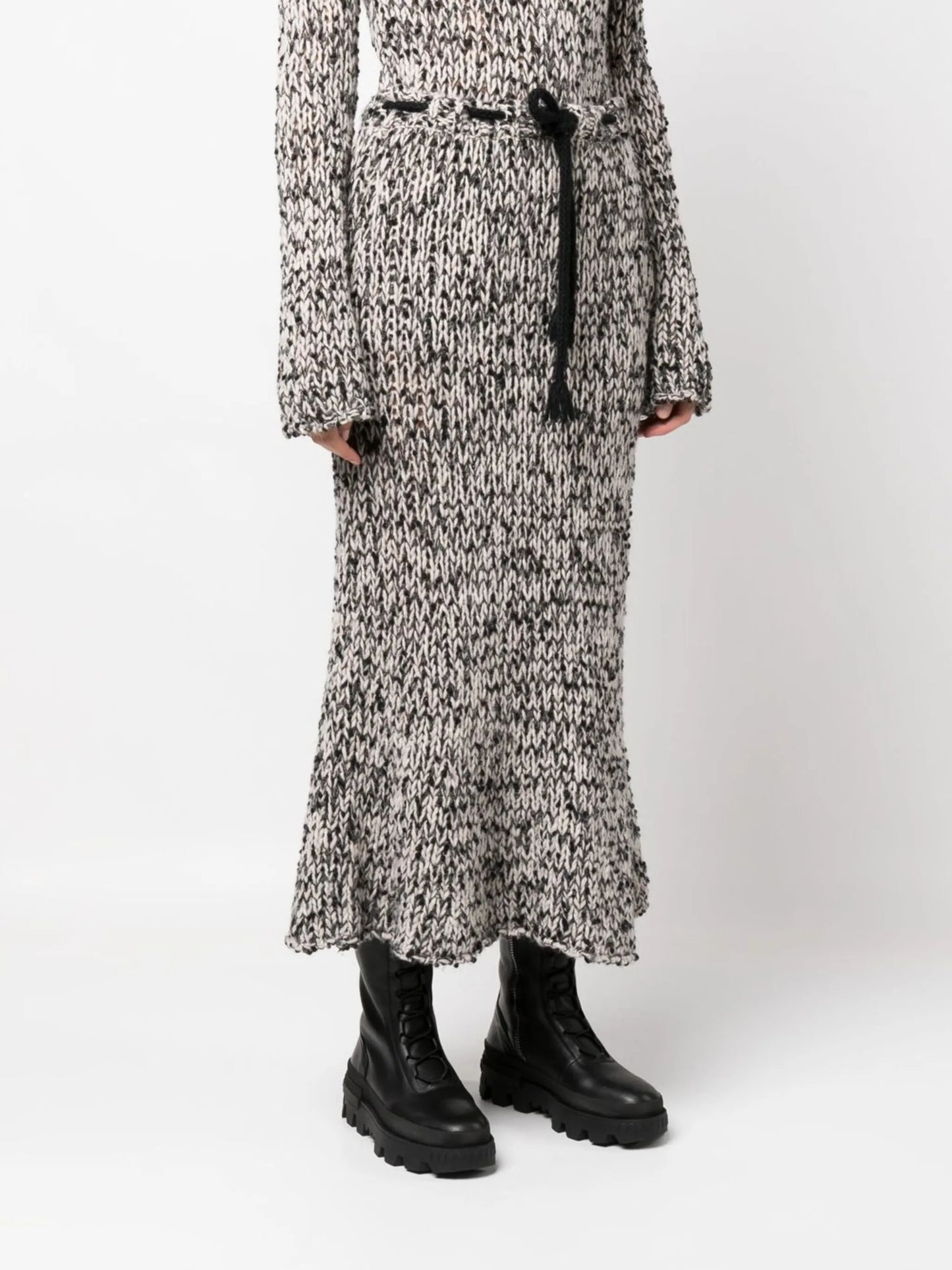 boucle knit midi skirt