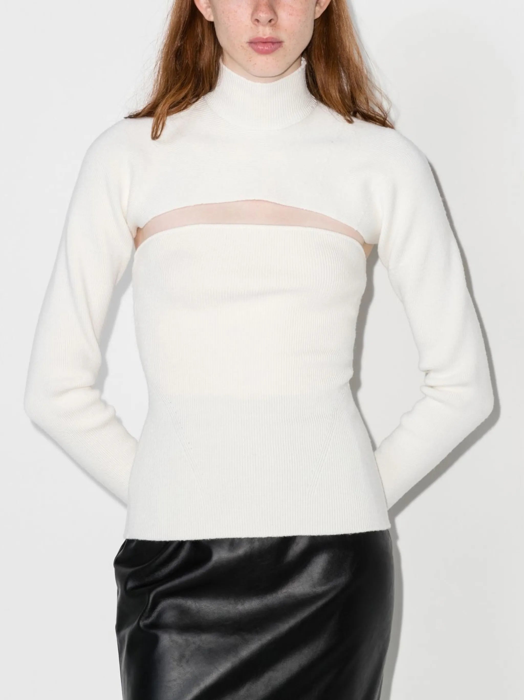 cut-out virgin wool-blend jumper