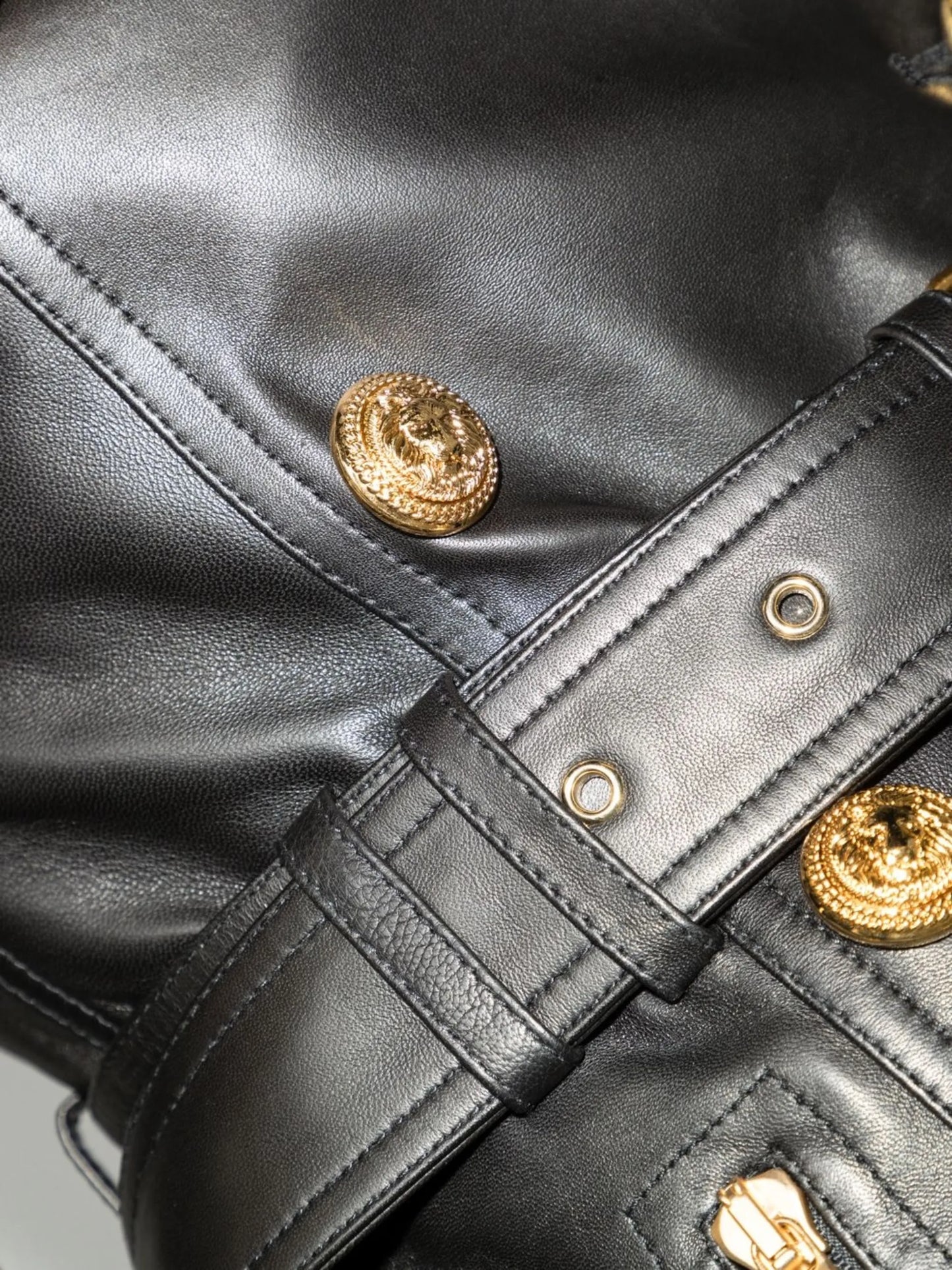 midi double-breasted leather coat