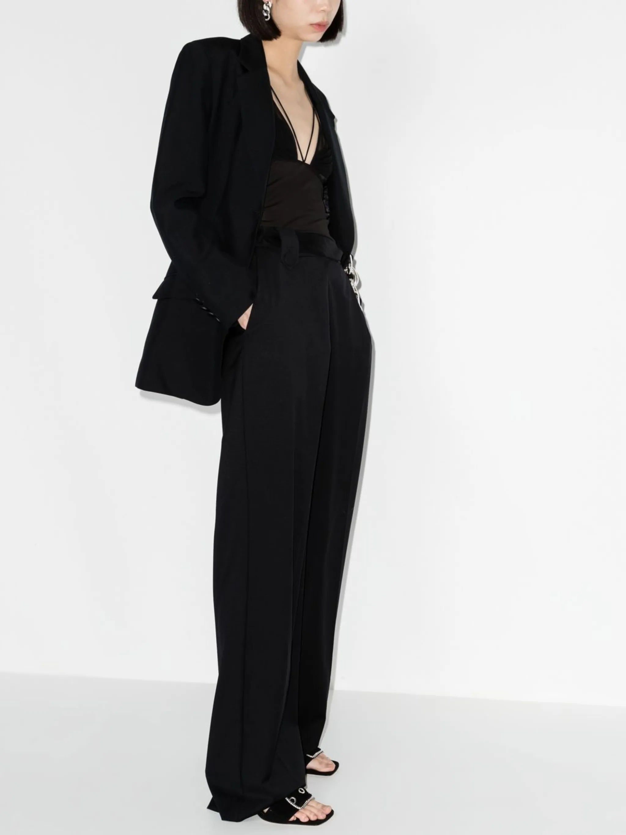 pleat-detail wide-leg trousers