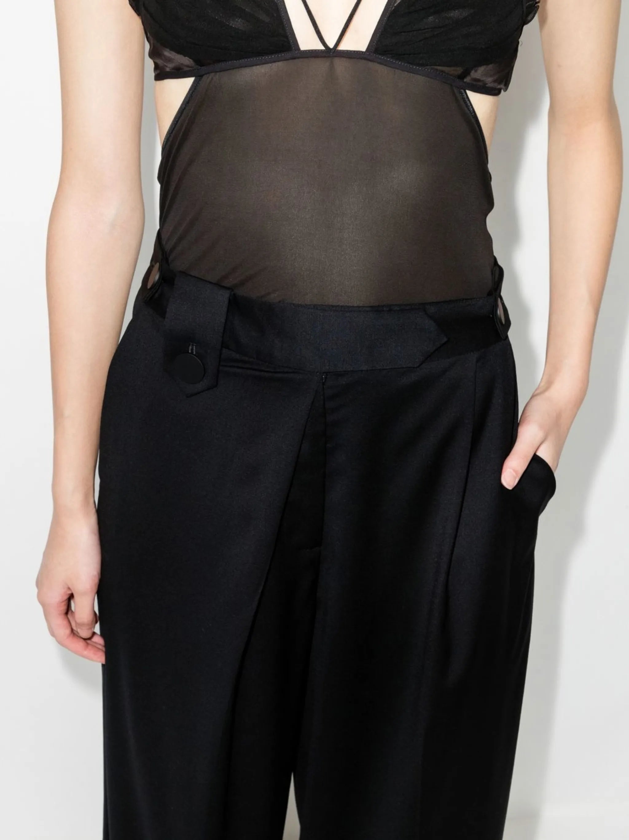 pleat-detail wide-leg trousers