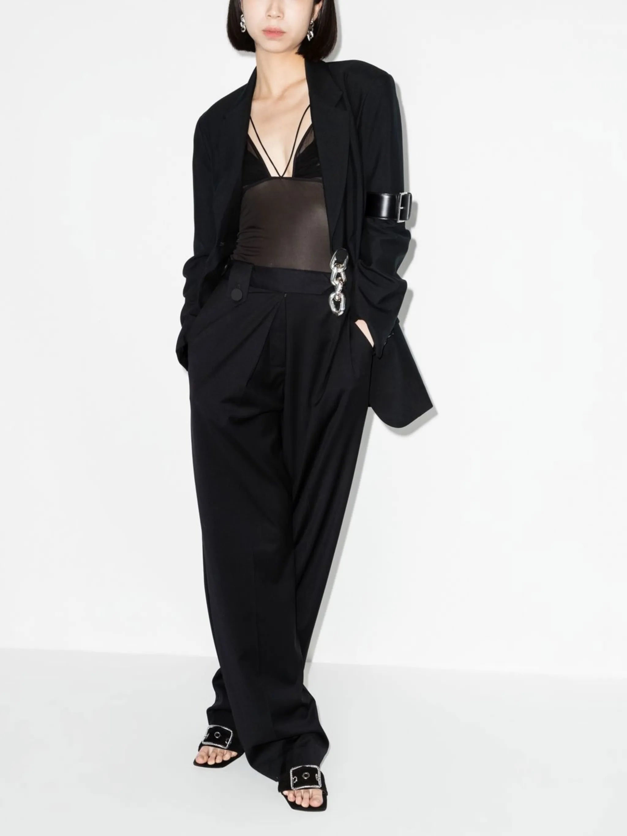 pleat-detail wide-leg trousers