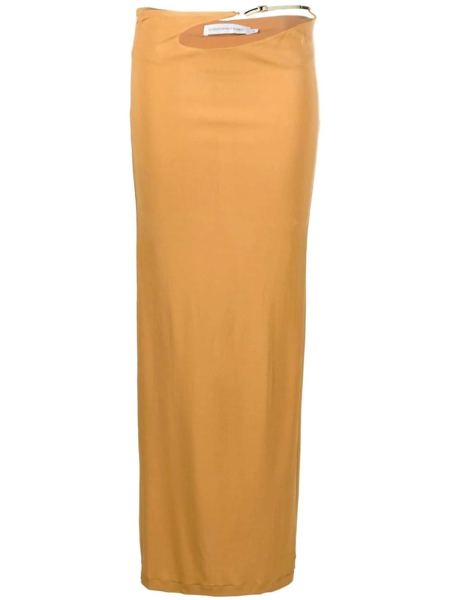 sculpted-strap column maxi skirt