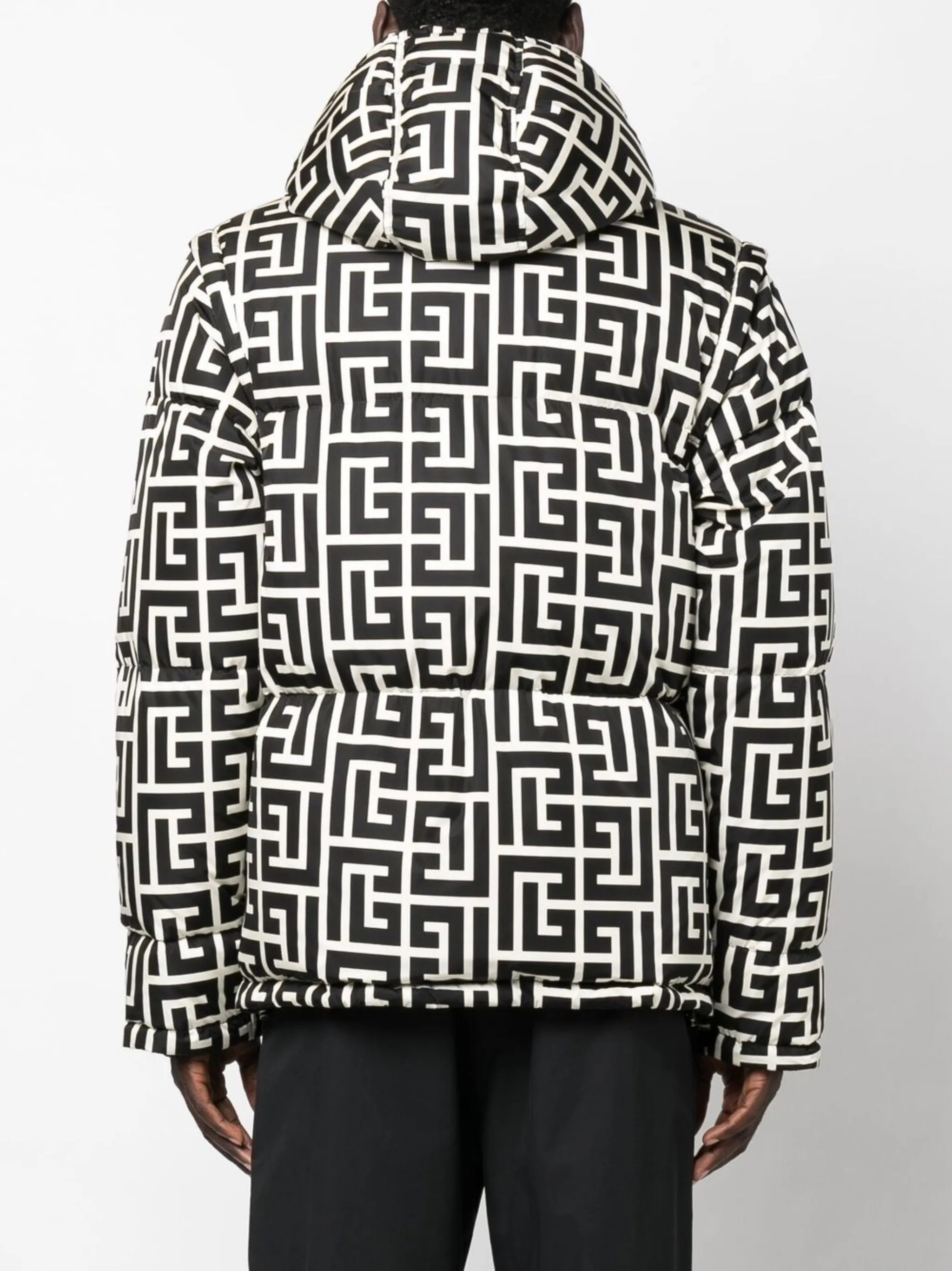 monogram-pattern padded coat