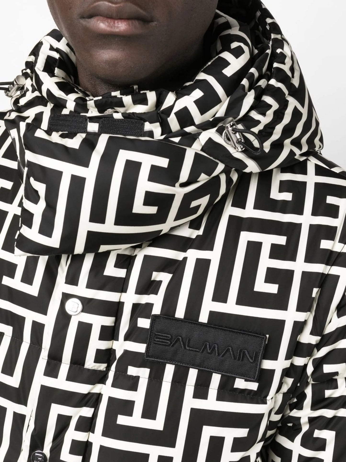 monogram-pattern padded coat