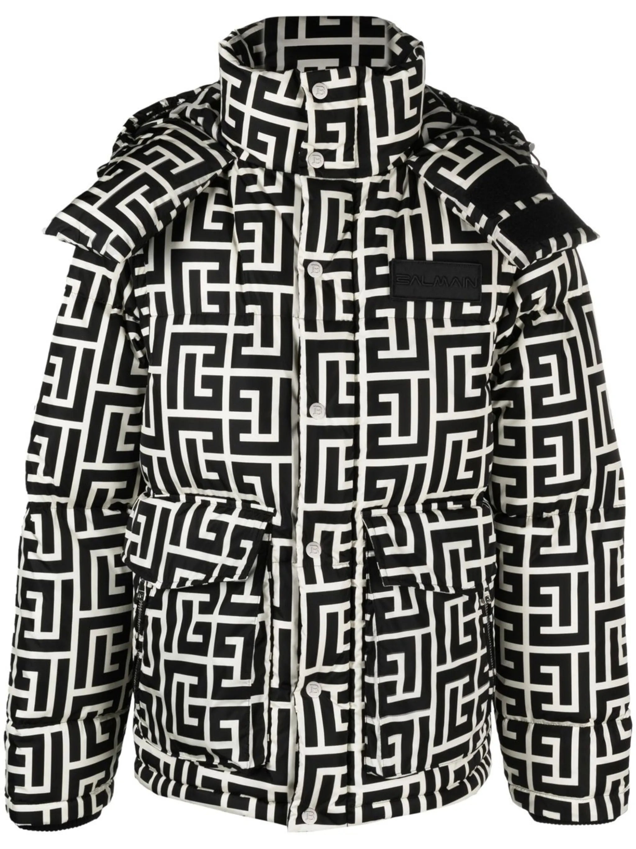 monogram-pattern padded coat
