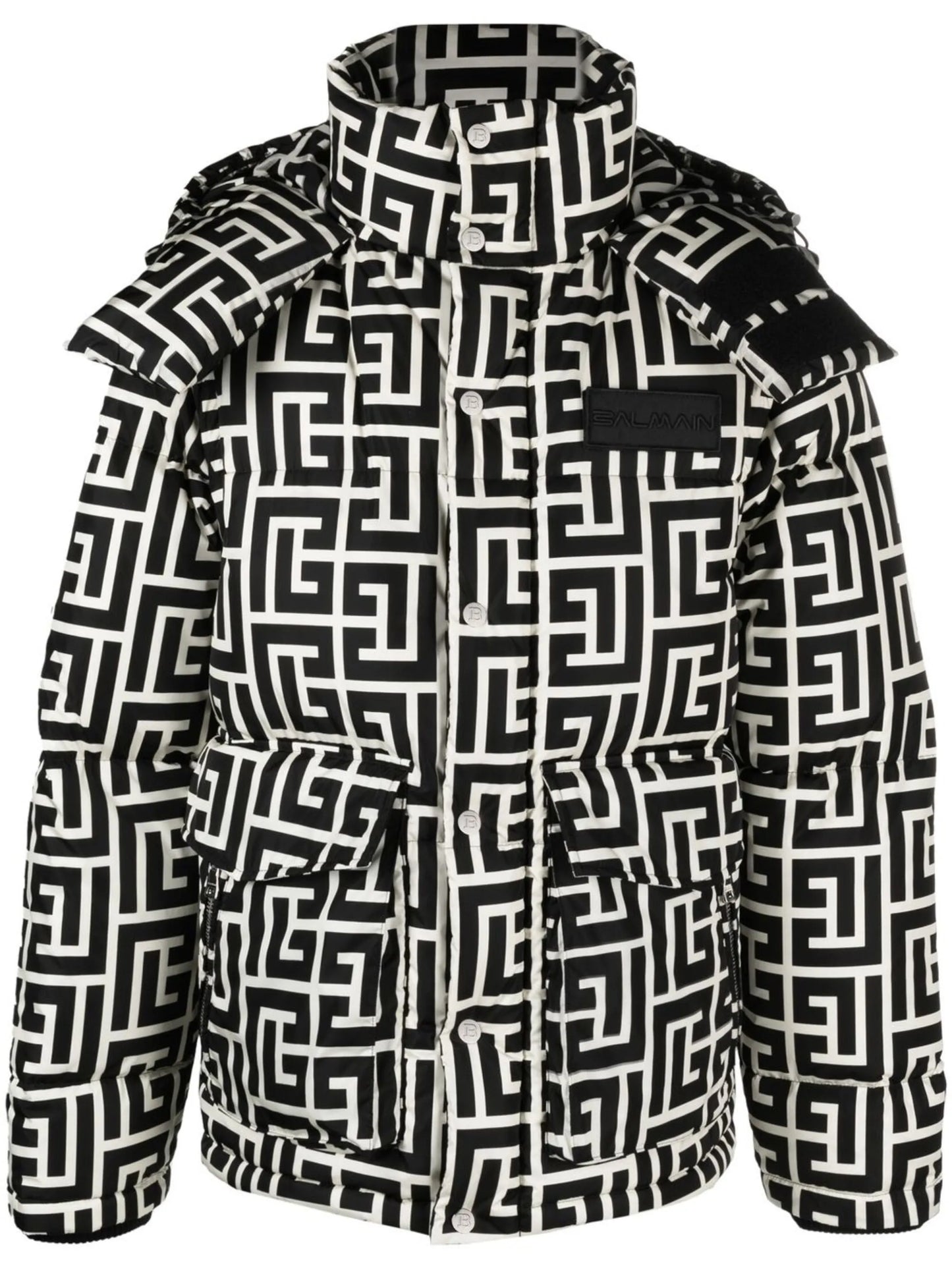 monogram-pattern padded coat
