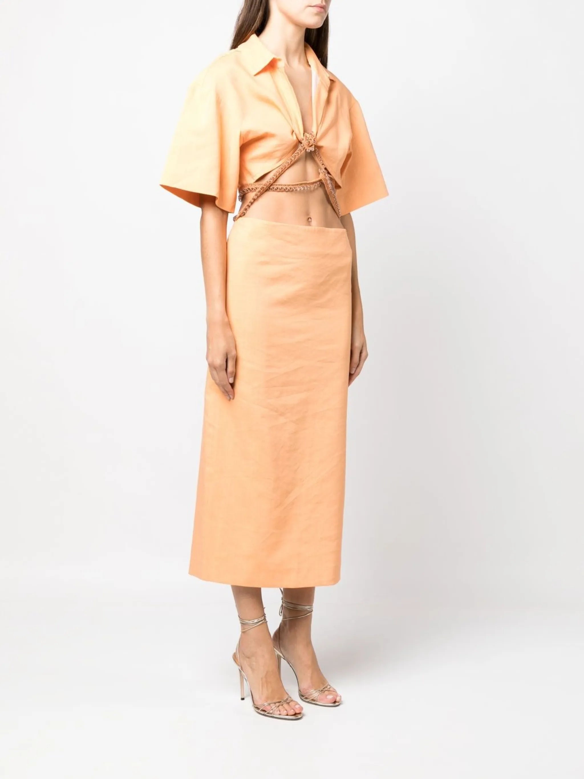 strap-detail short-sleeve dress