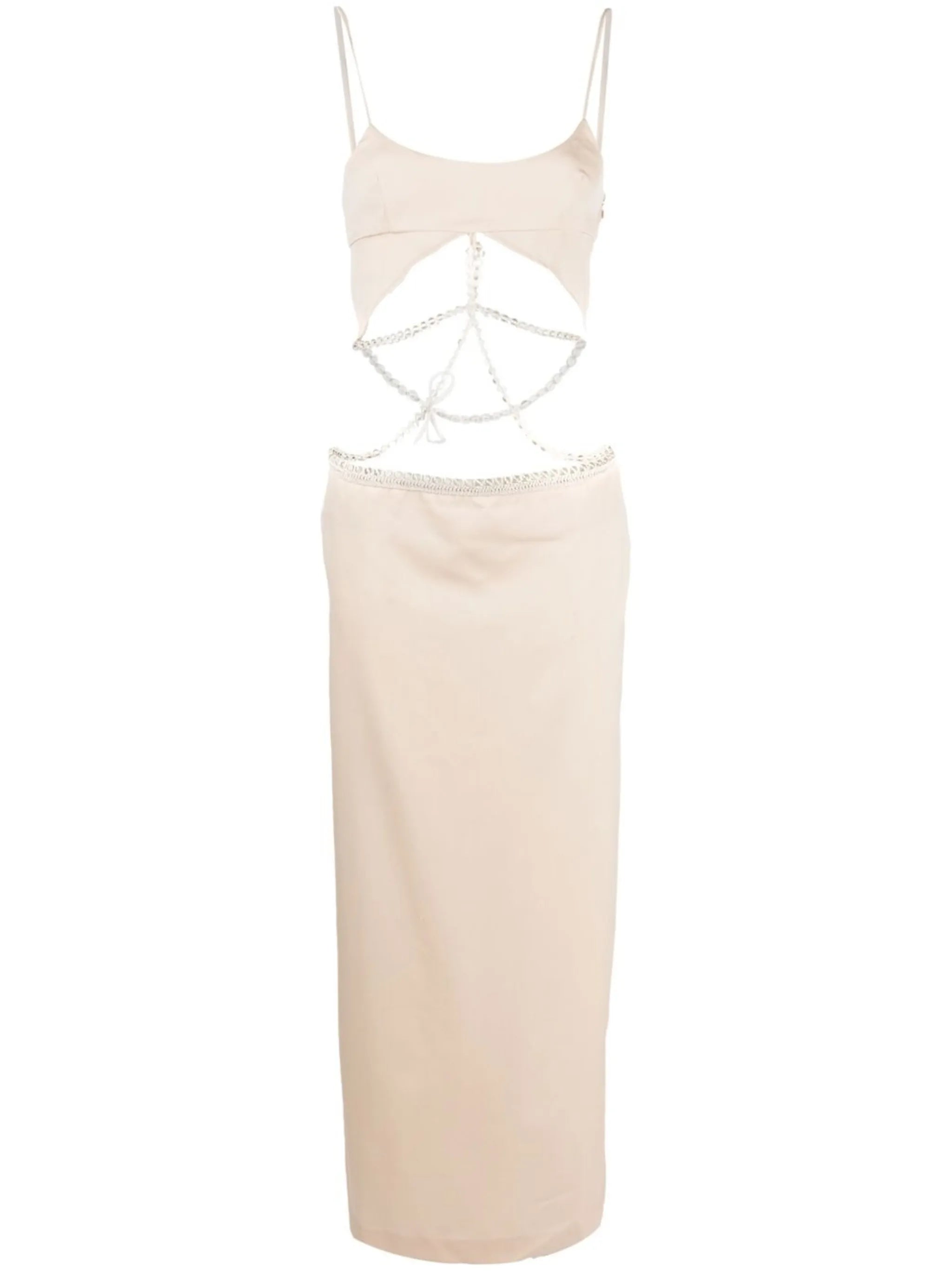 crochet bead-embellished midi dress