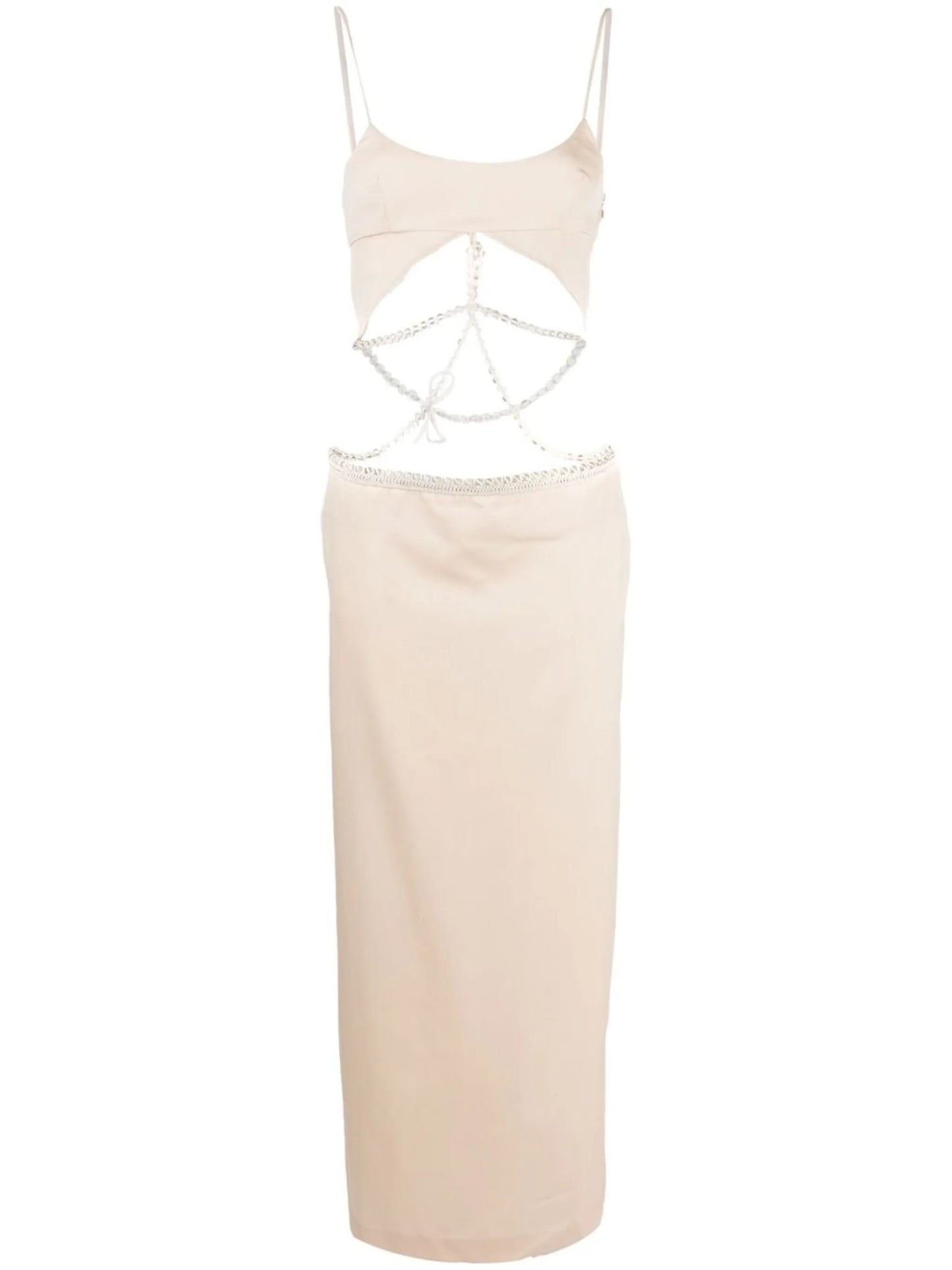crochet bead-embellished midi dress