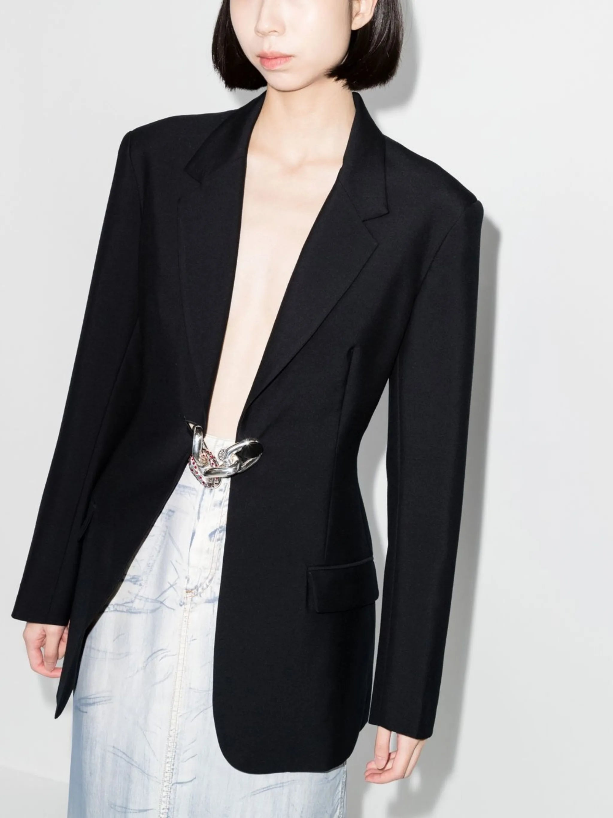 Pierced Chain single-breasted blazer