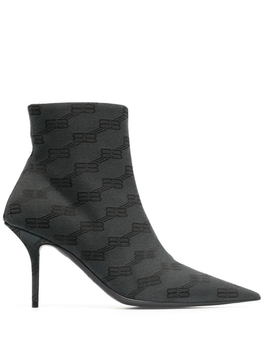 monogram-print ankle boots