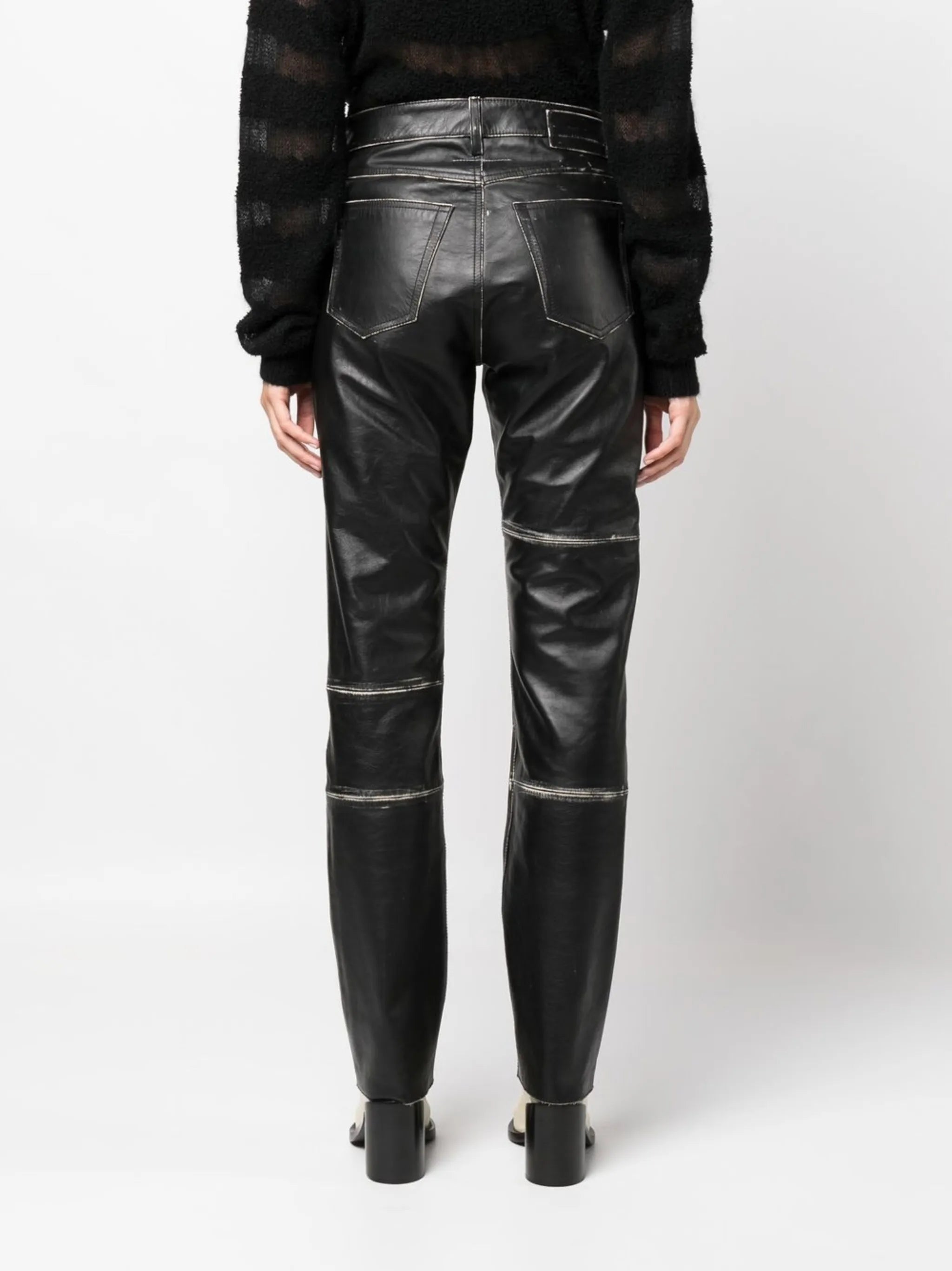 contrasting-edge leather trousers