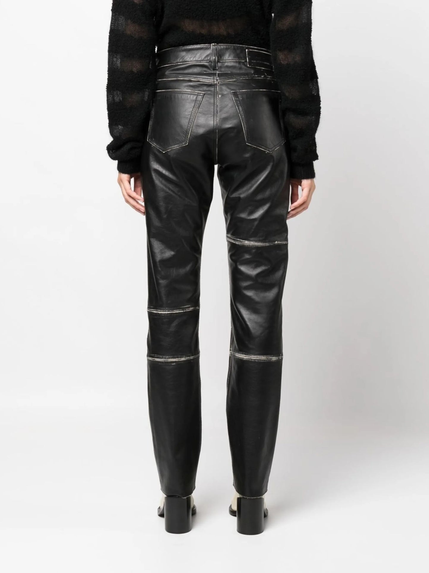 contrasting-edge leather trousers