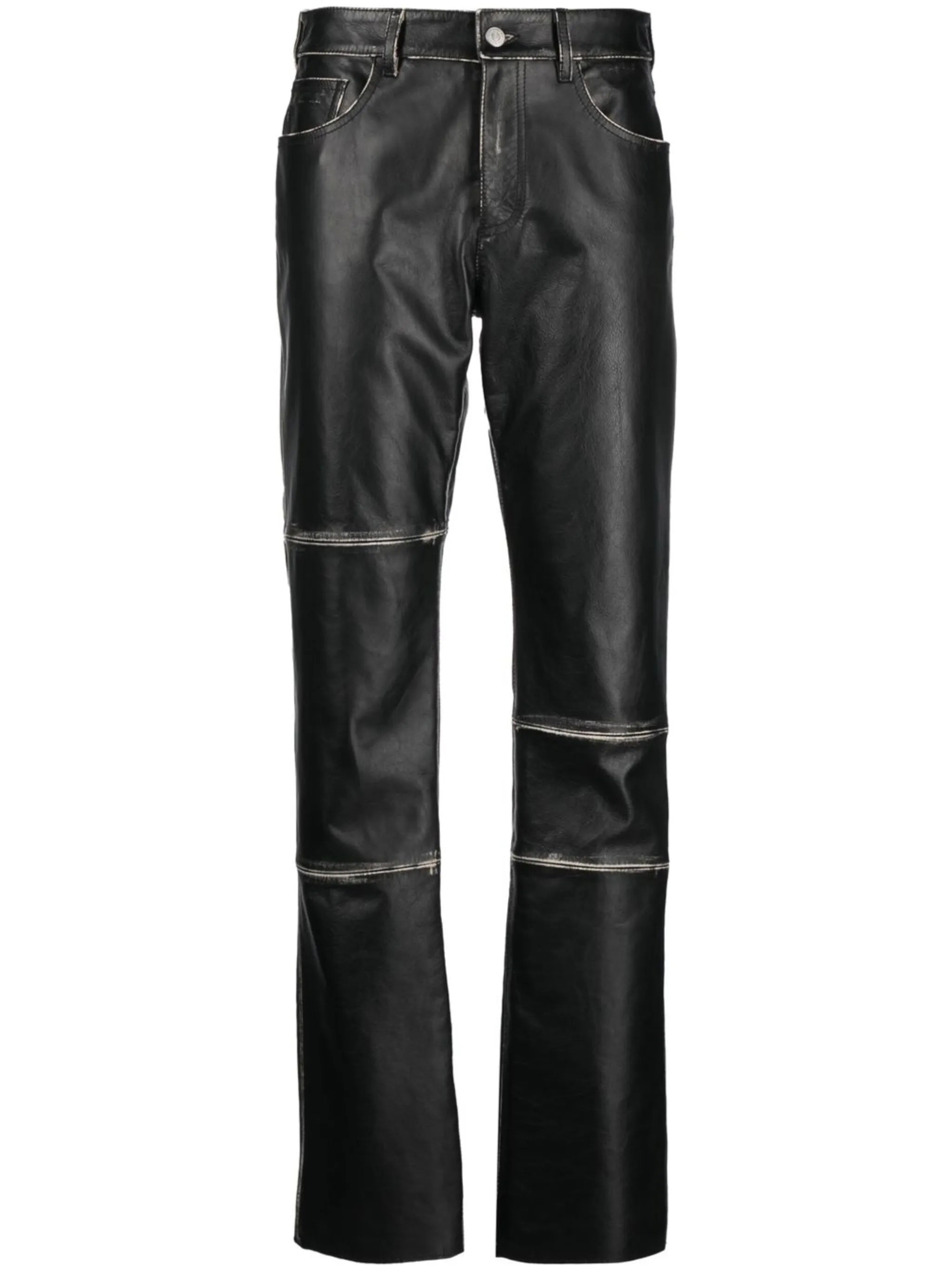 contrasting-edge leather trousers