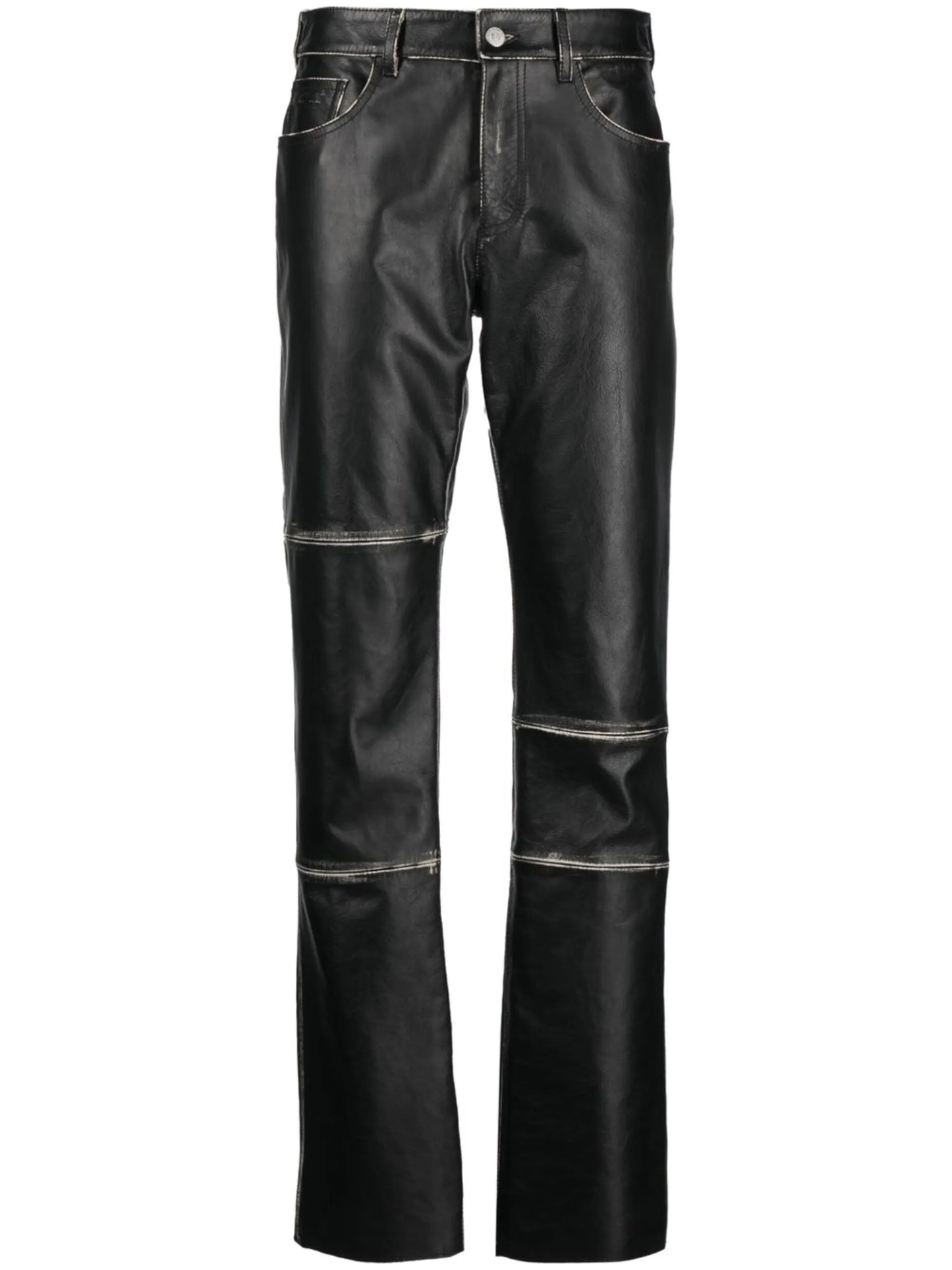 contrasting-edge leather trousers
