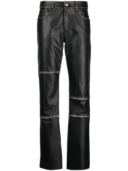 contrasting-edge leather trousers