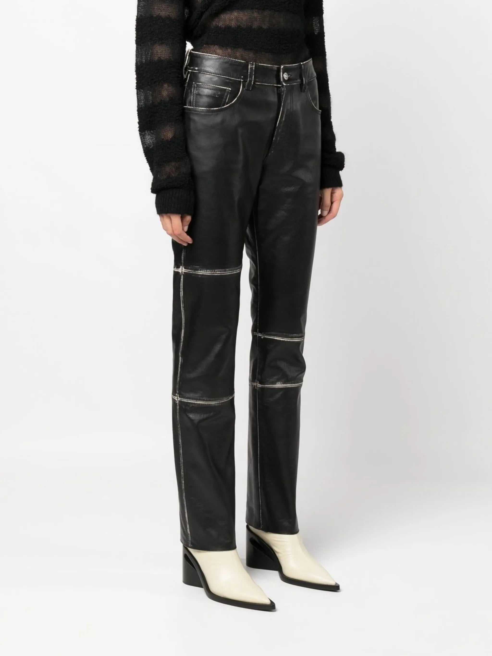 contrasting-edge leather trousers