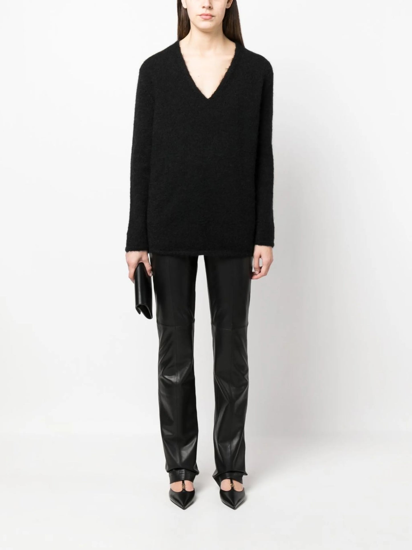 V-neck knitted jumper