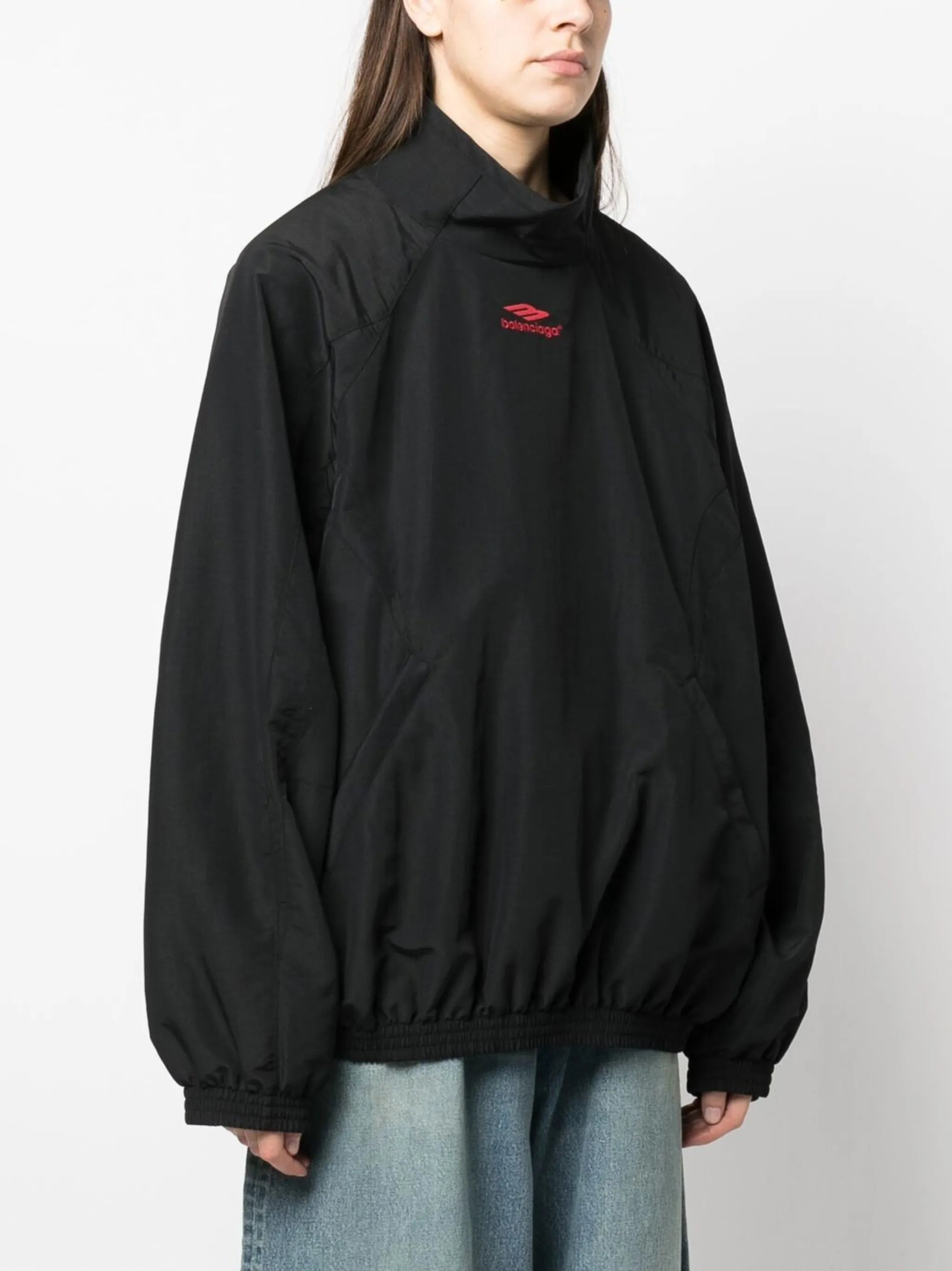 oversized logo-embroidered hoodie