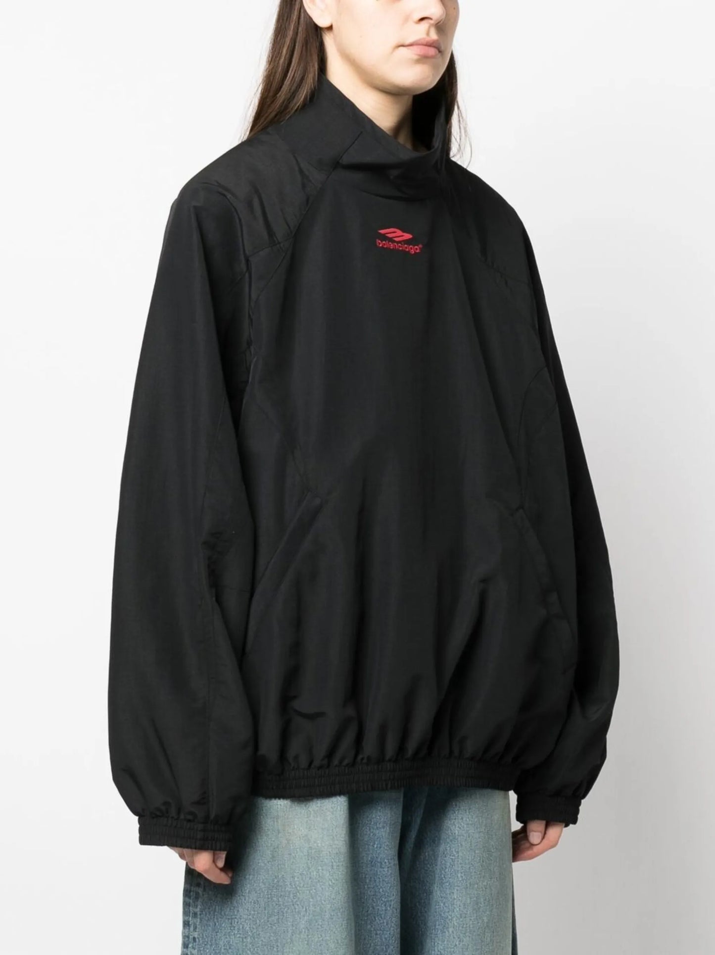 oversized logo-embroidered hoodie