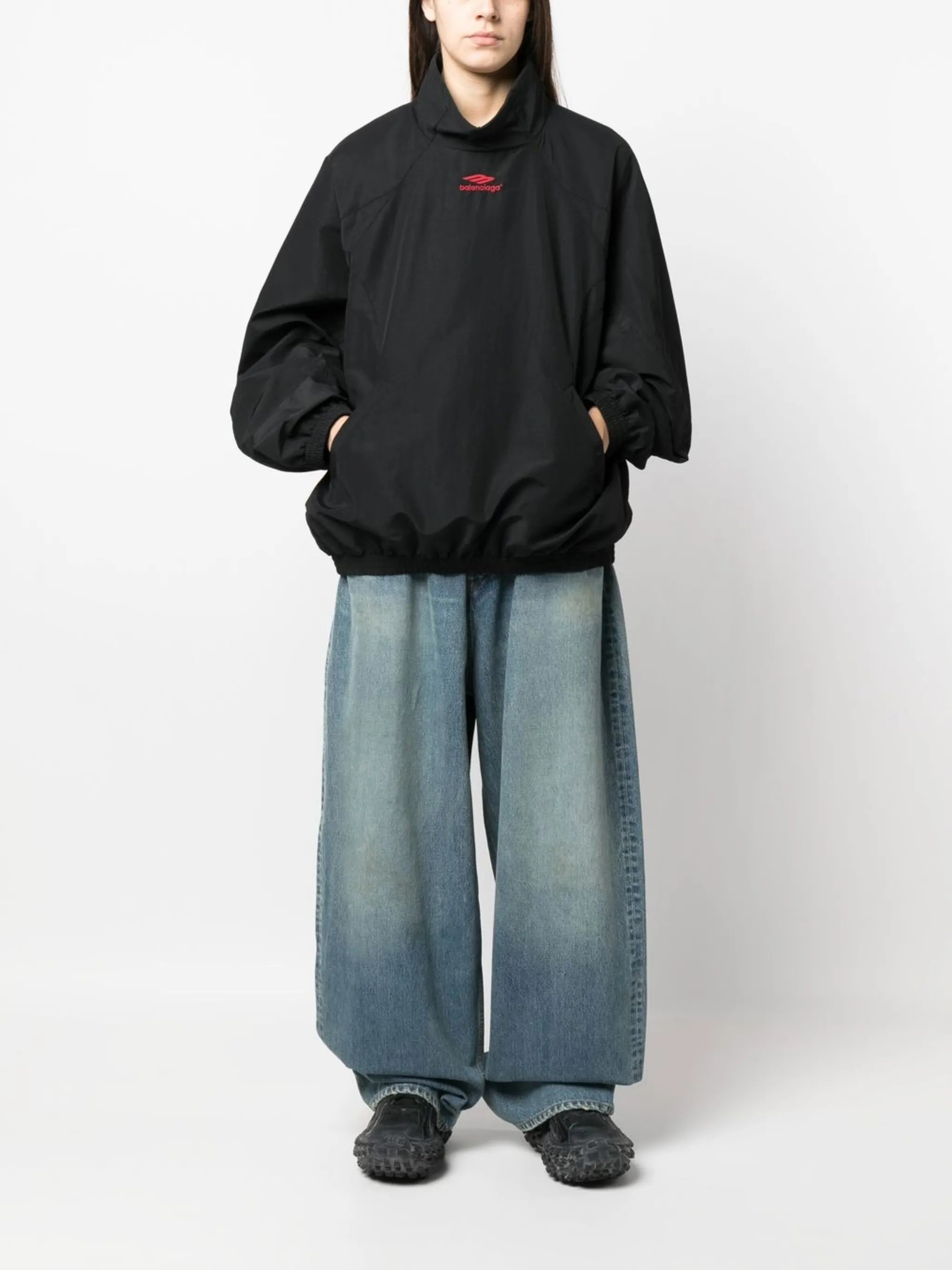 oversized logo-embroidered hoodie