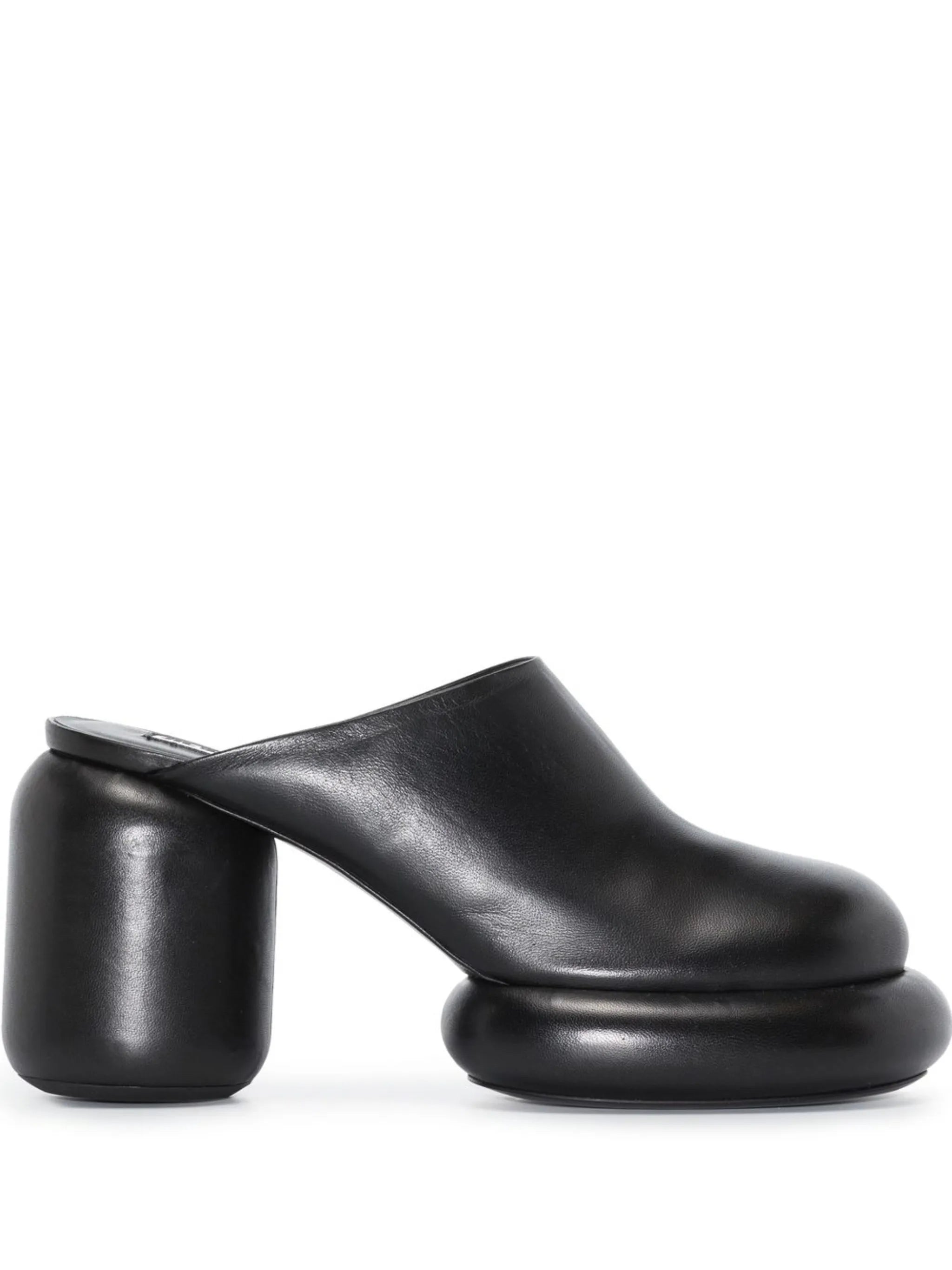 95mm block heel leather mules