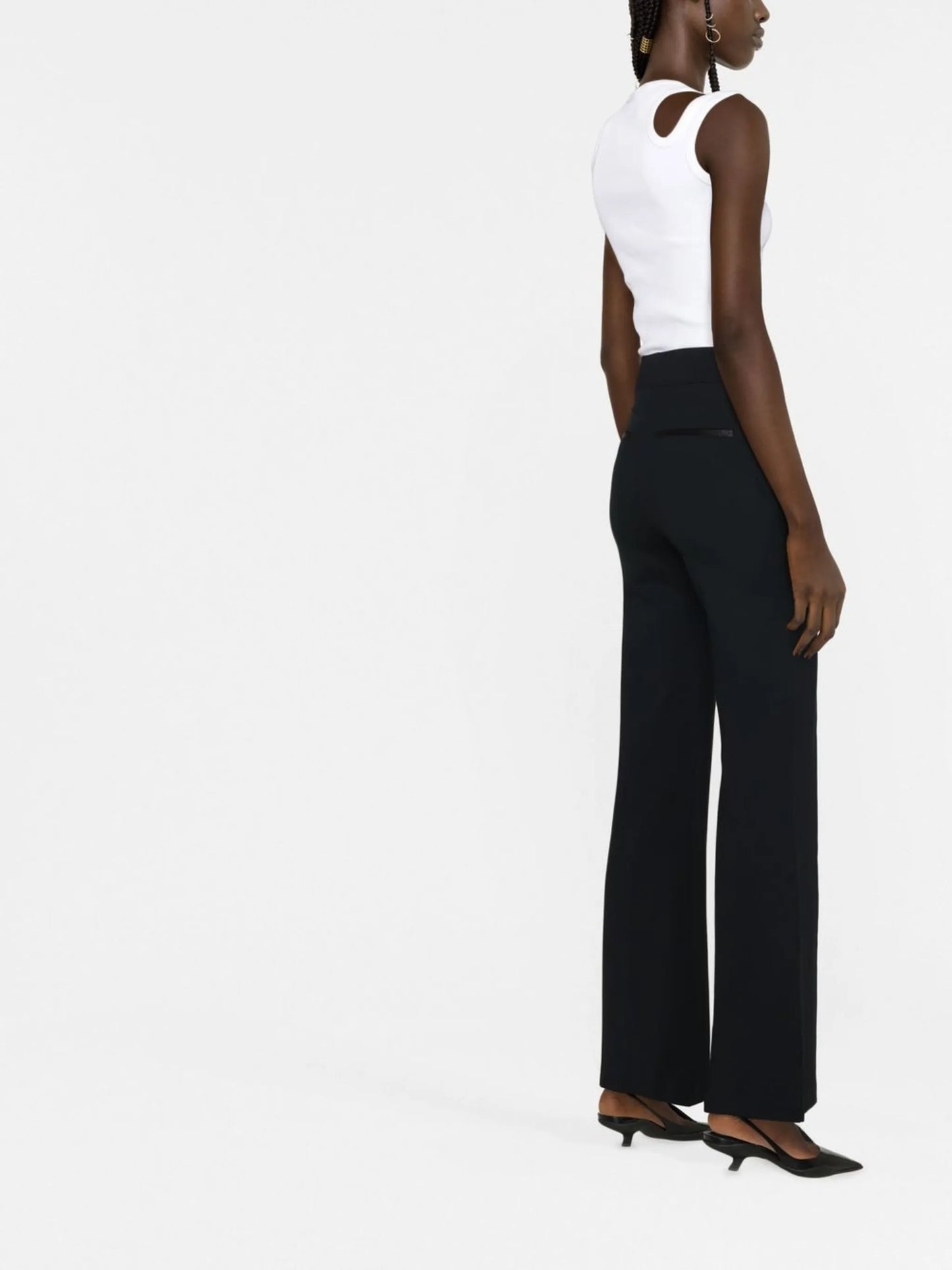 high-rise flared trousers