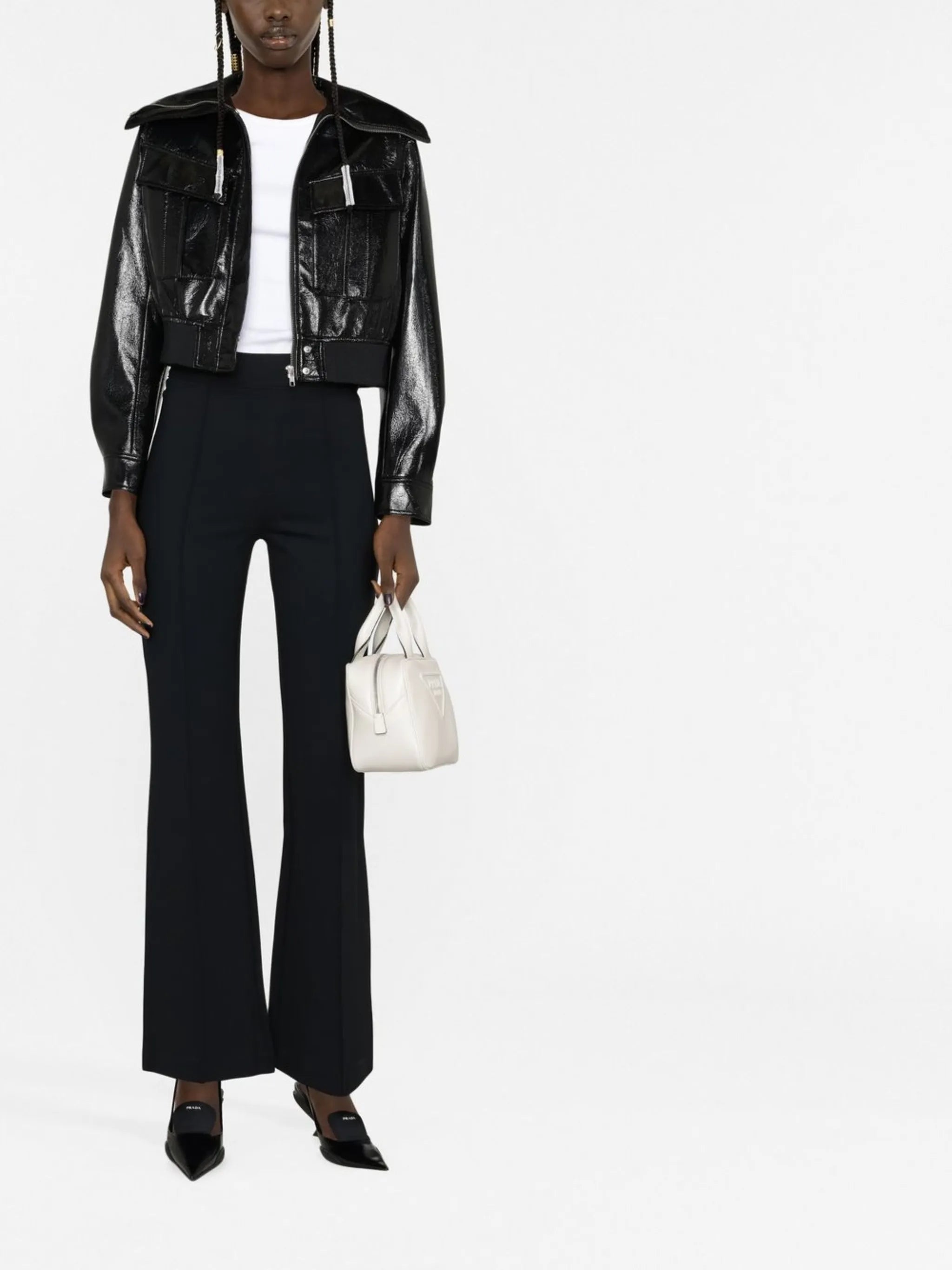 high-rise flared trousers