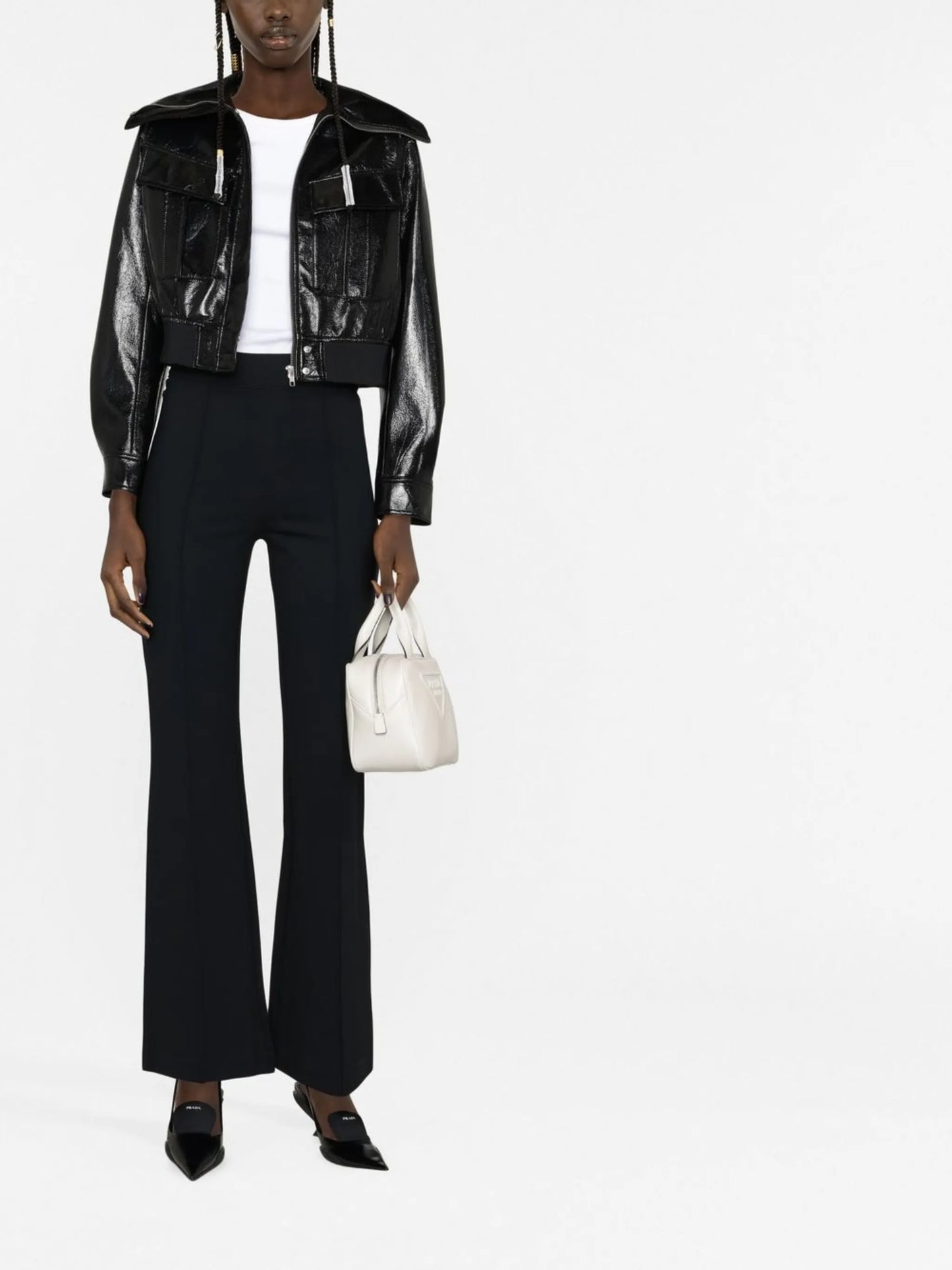 high-rise flared trousers