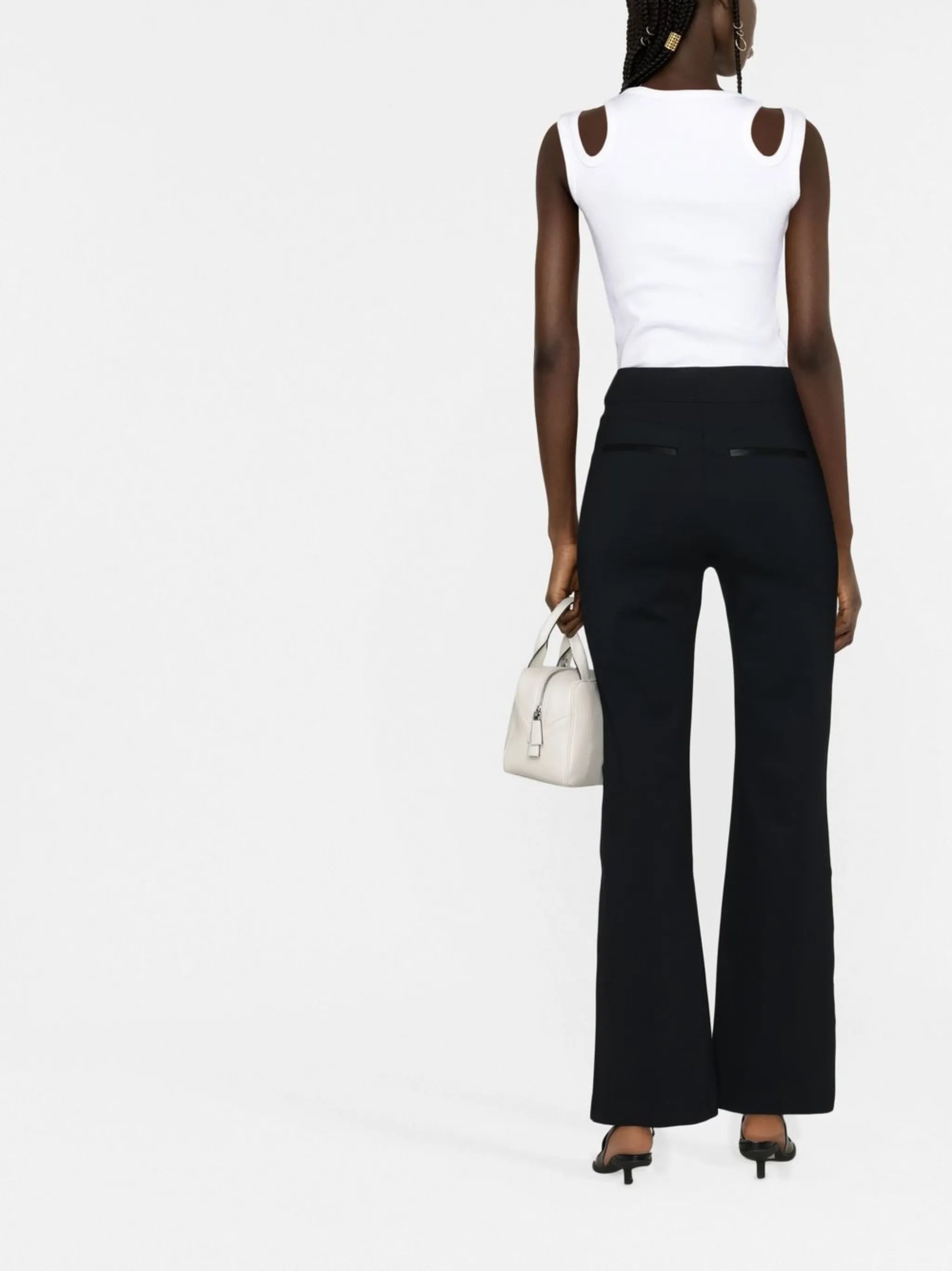 high-rise flared trousers