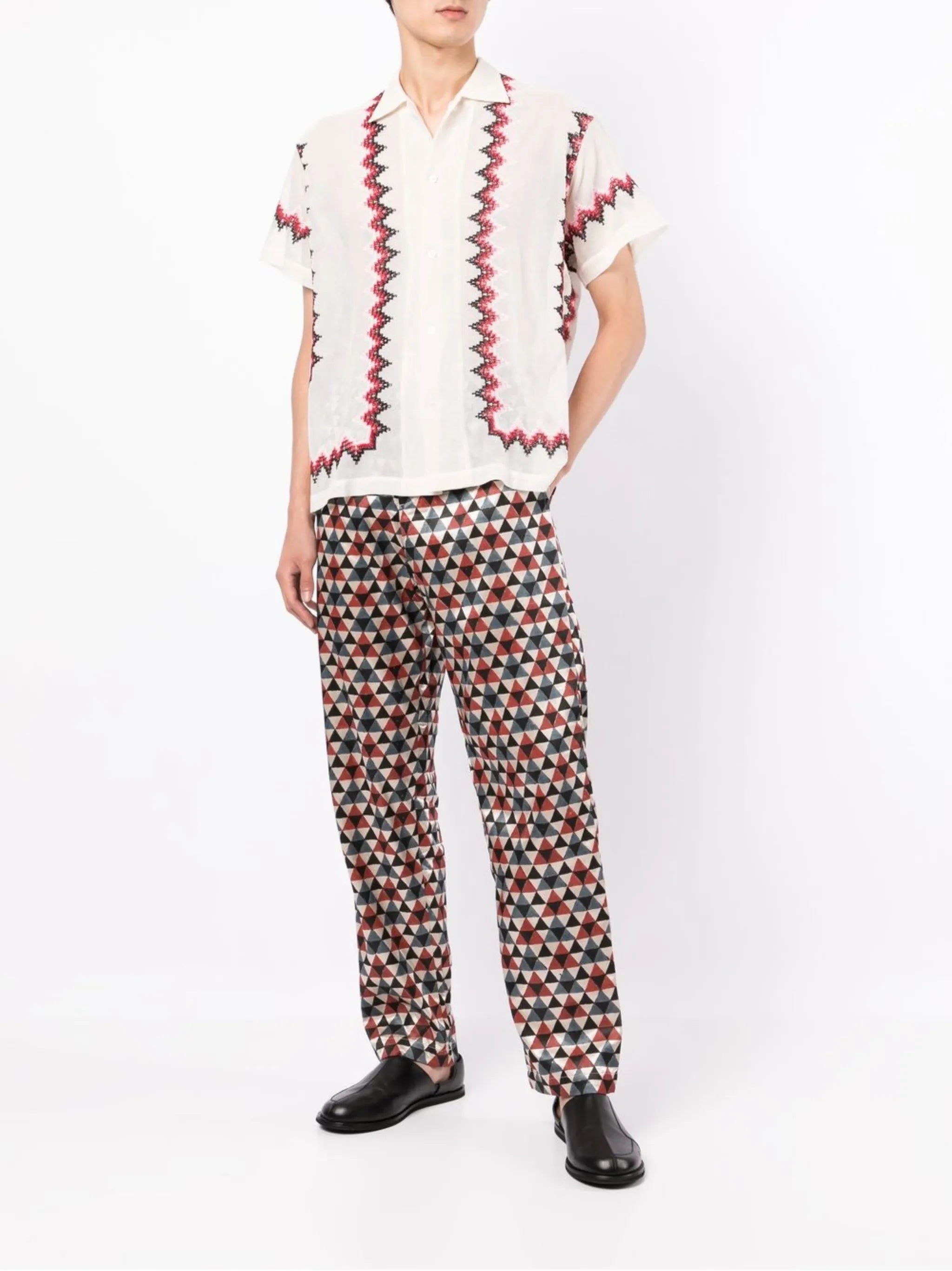 zigzag-embroidered shirt