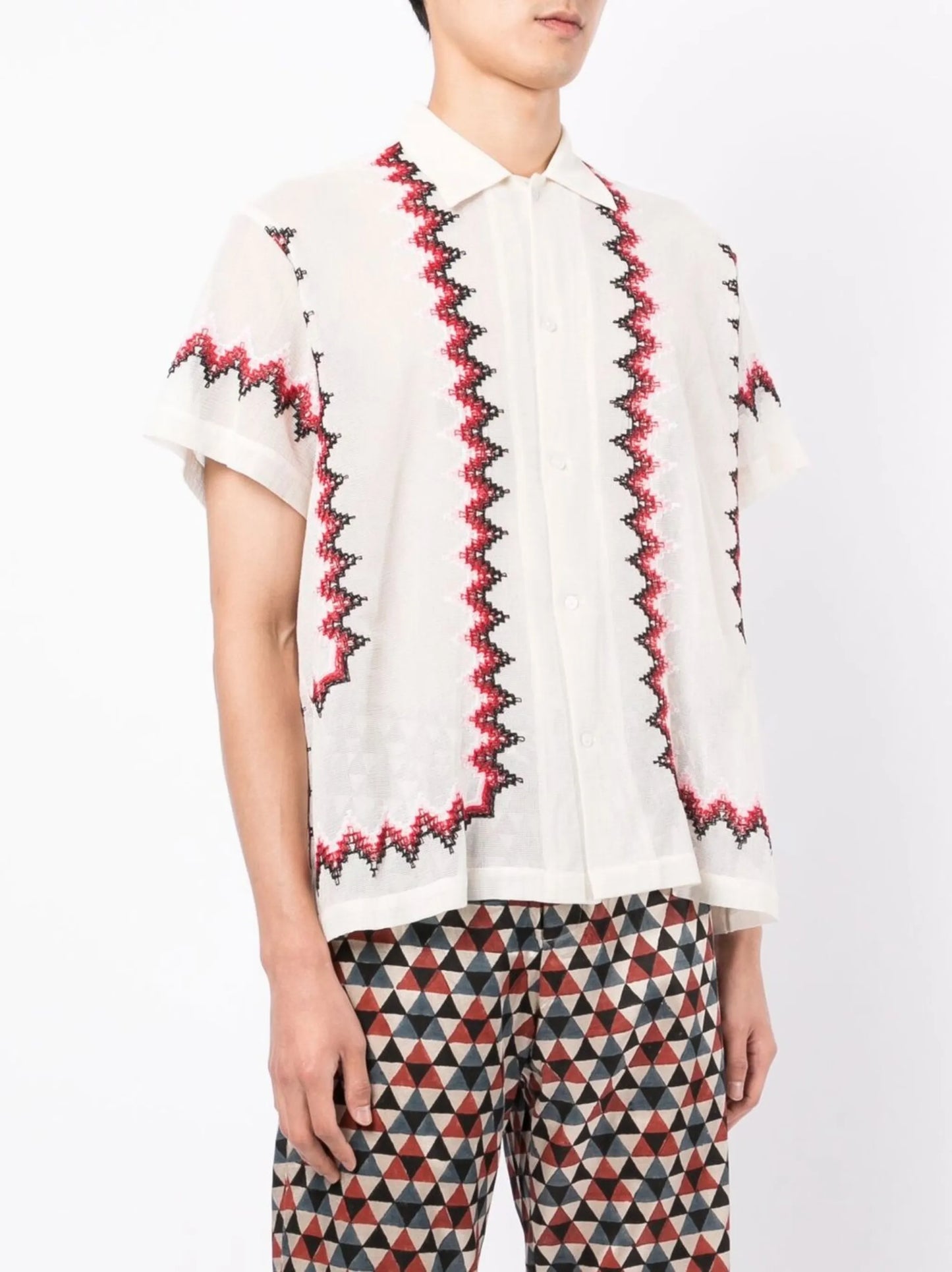 zigzag-embroidered shirt