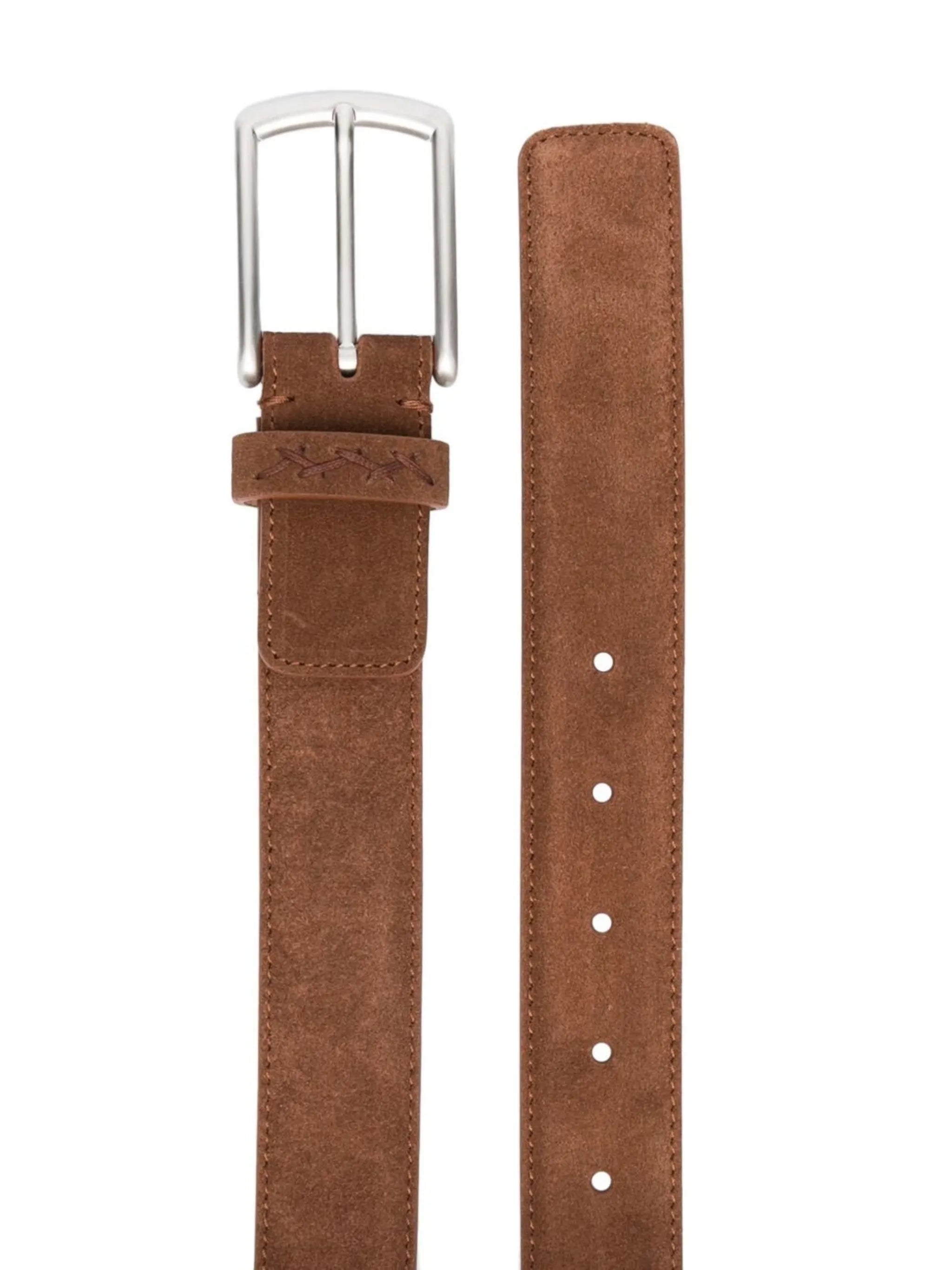 buckle-fastening suede belt
